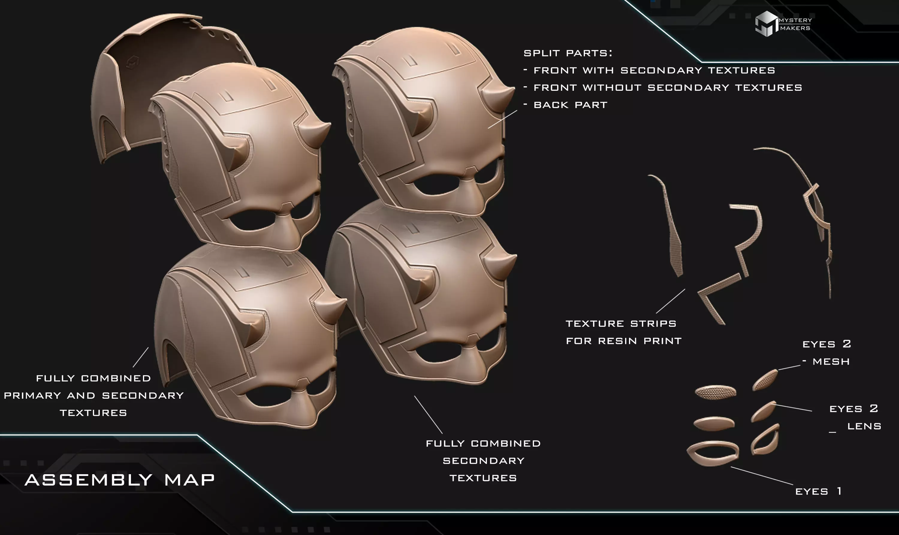 Daredevil Born Again cowl bundle 3D print model_3