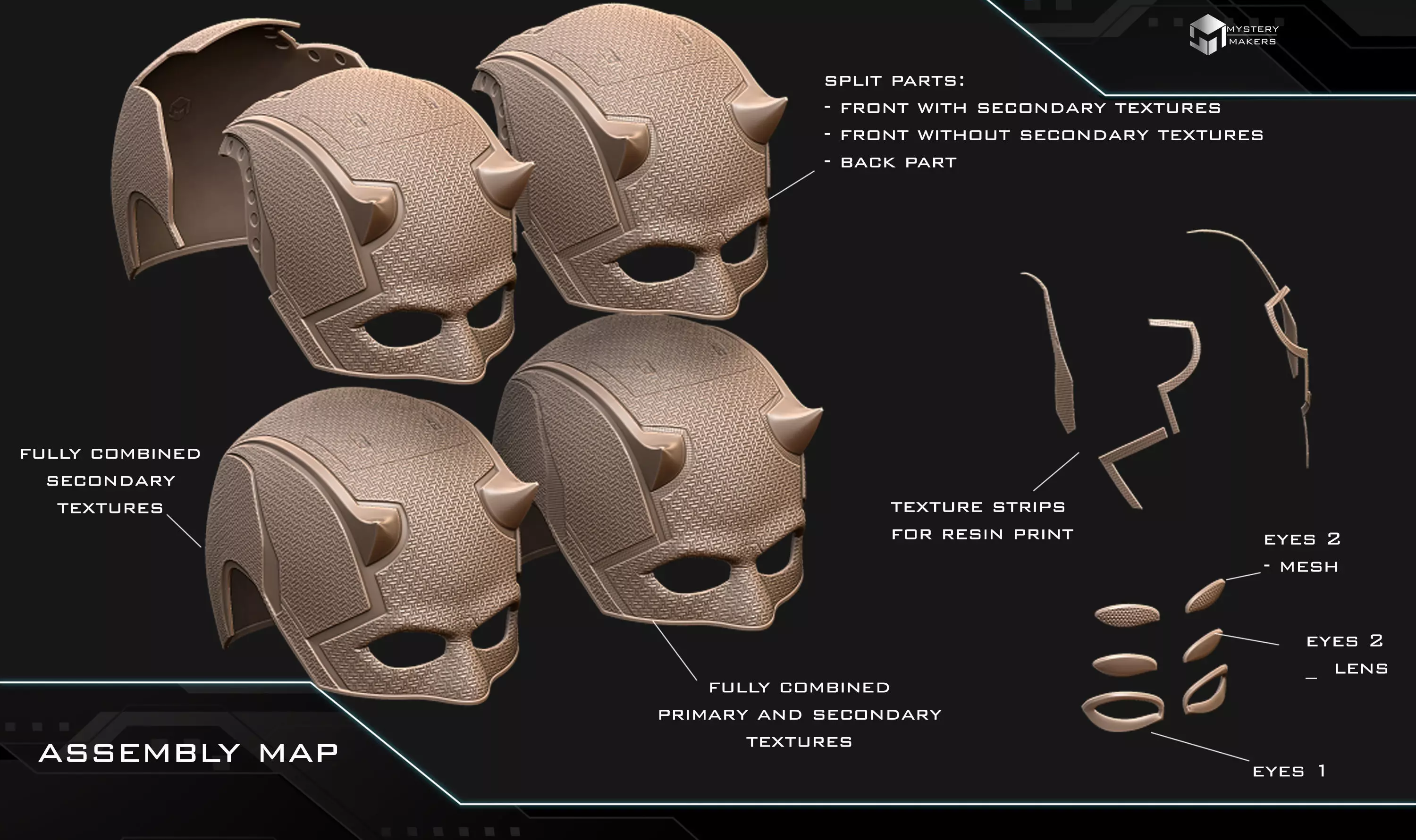 Daredevil Born Again cowl bundle 3D print model_1