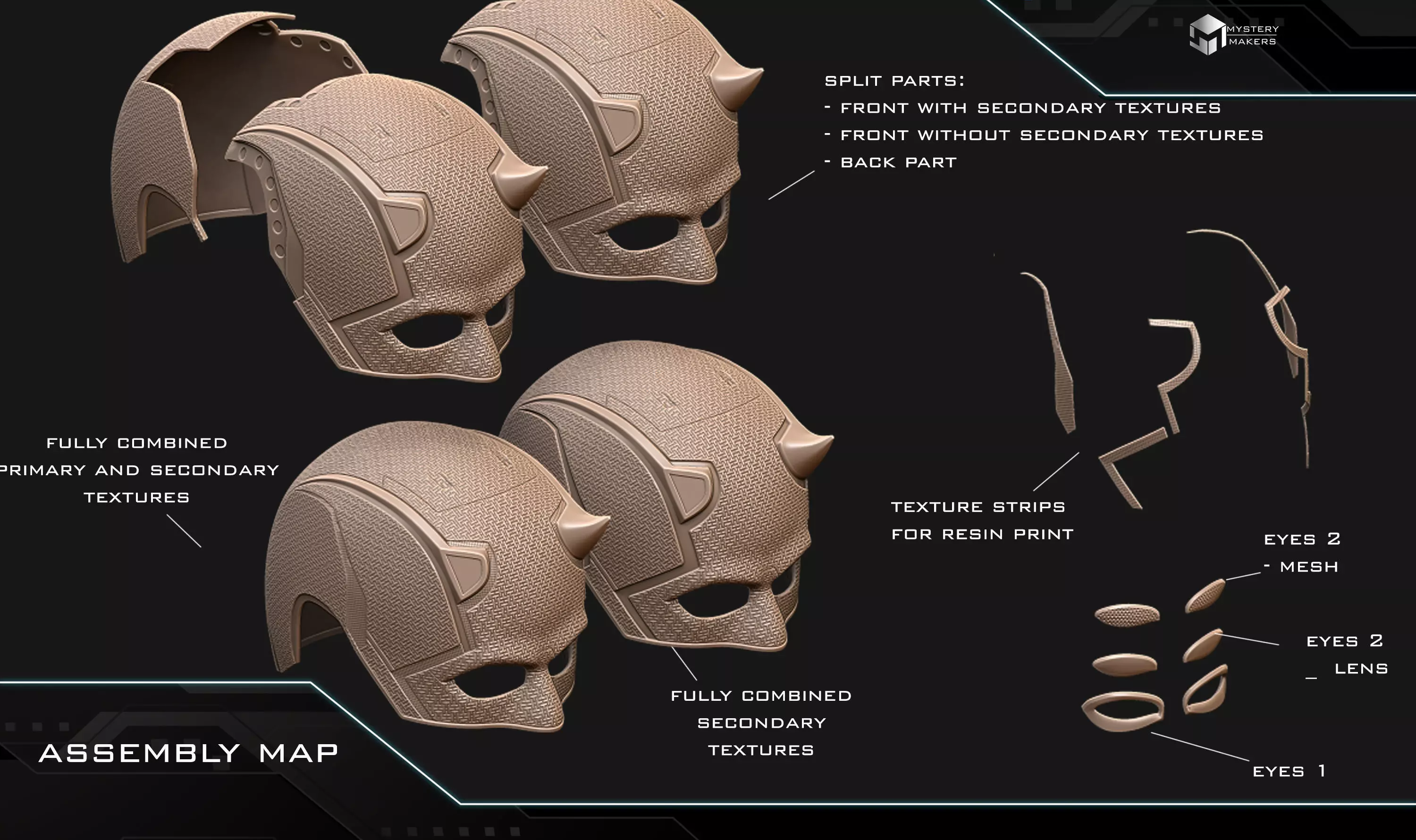 Daredevil Born Again cowl bundle 3D print model_2