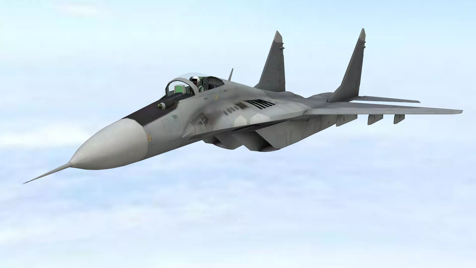 Fighter Jet Flying In Sky Plane V02 Low Poly 3D Model Low-poly 3D model_0