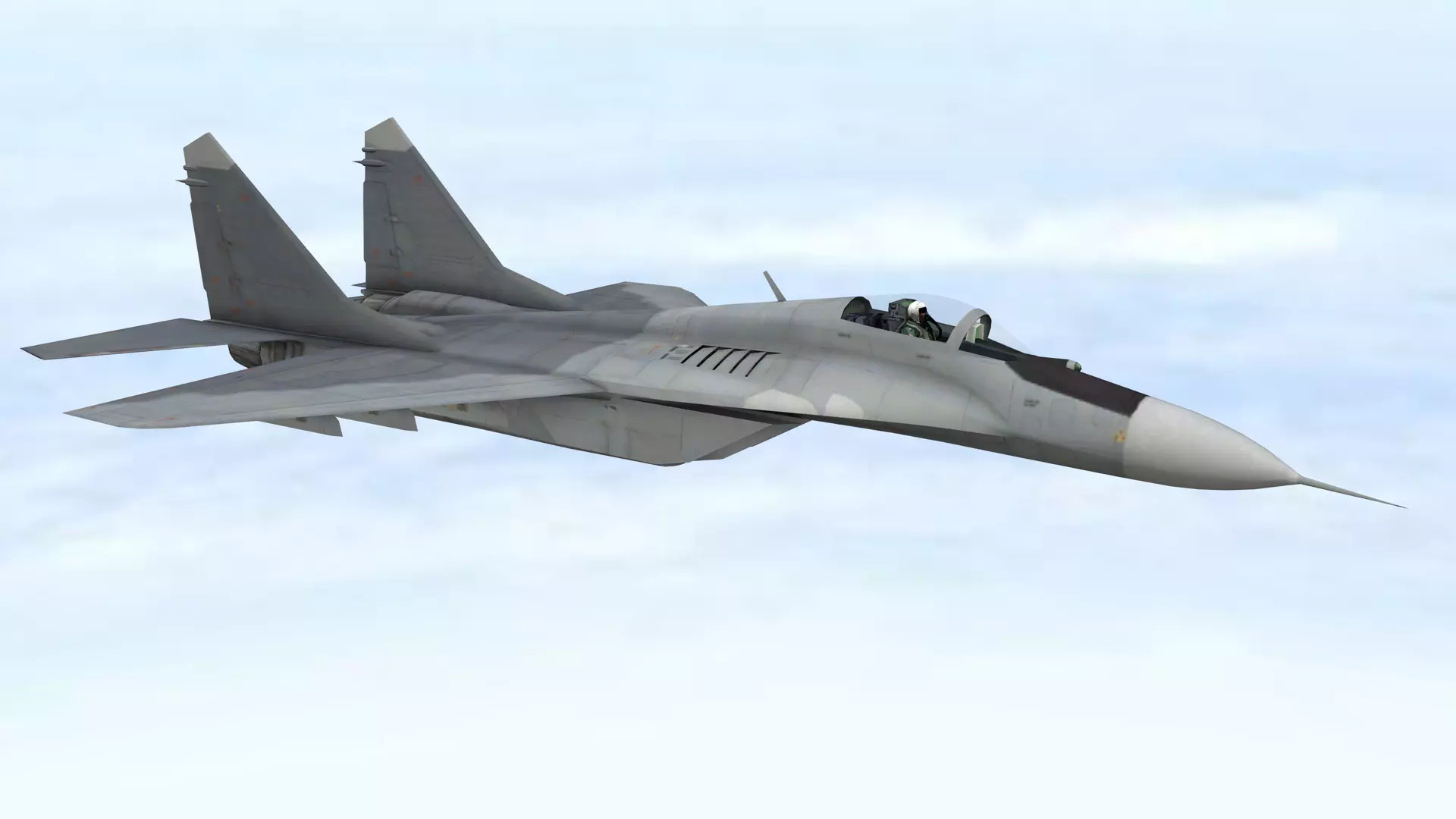 Fighter Jet Flying In Sky Plane V02 Low Poly 3D Model Low-poly 3D model_1