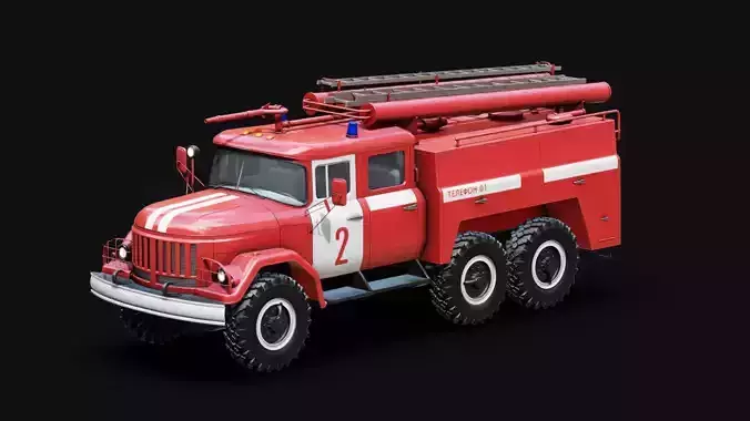 Soviet AC40 Fire Truck Low-poly 3D model