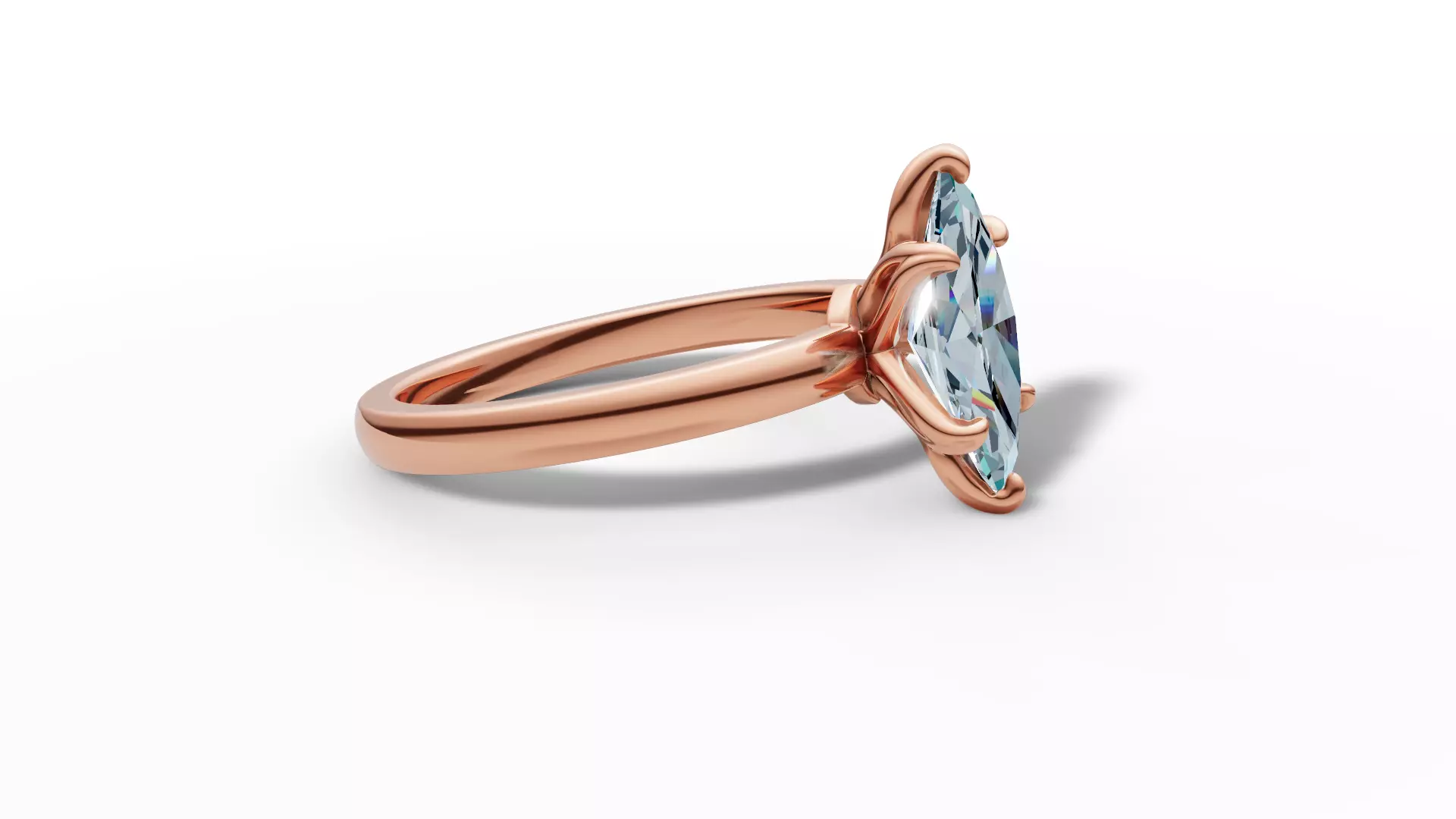 1ct Marquise Solitaire Engagement Ring Tulip Head 6 Claw 3D print model_12