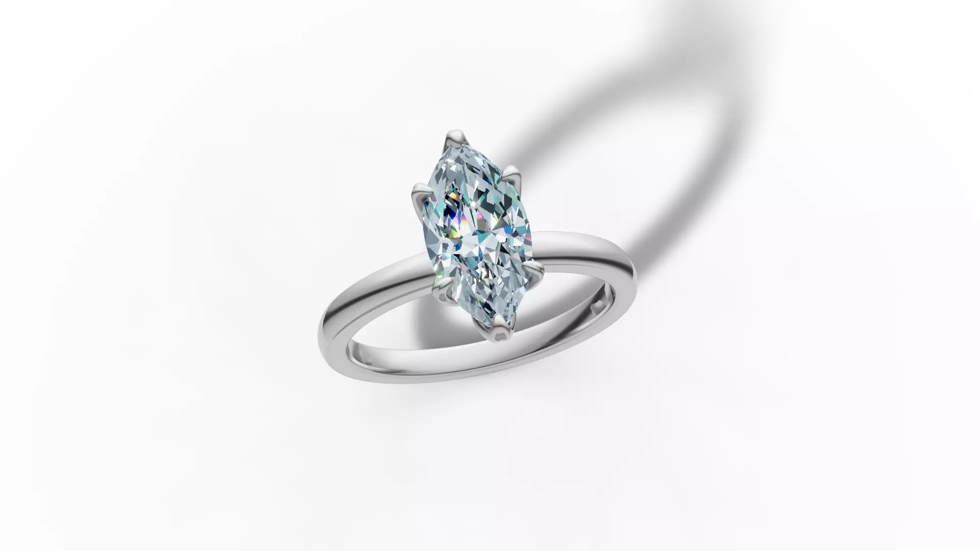 1ct Marquise Solitaire Engagement Ring Tulip Head 6 Claw 3D print model_32