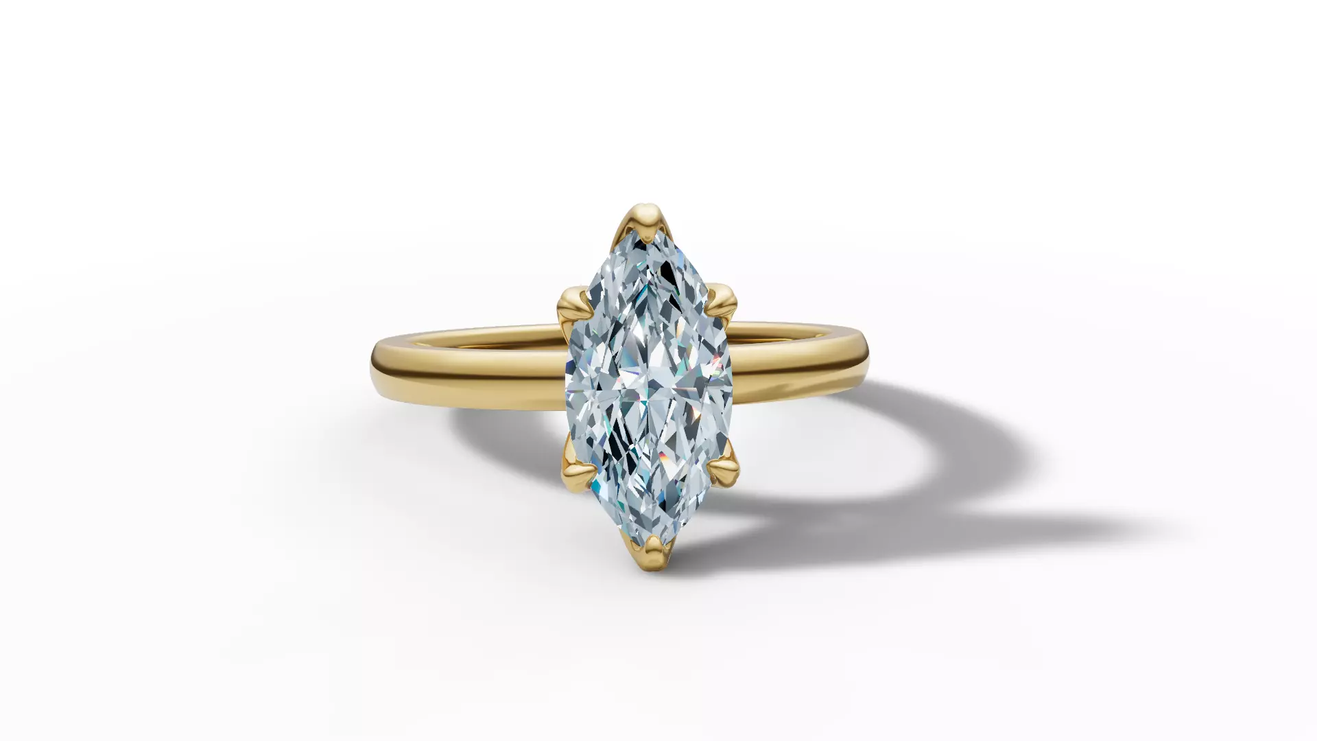 1ct Marquise Solitaire Engagement Ring Tulip Head 6 Claw 3D print model_2