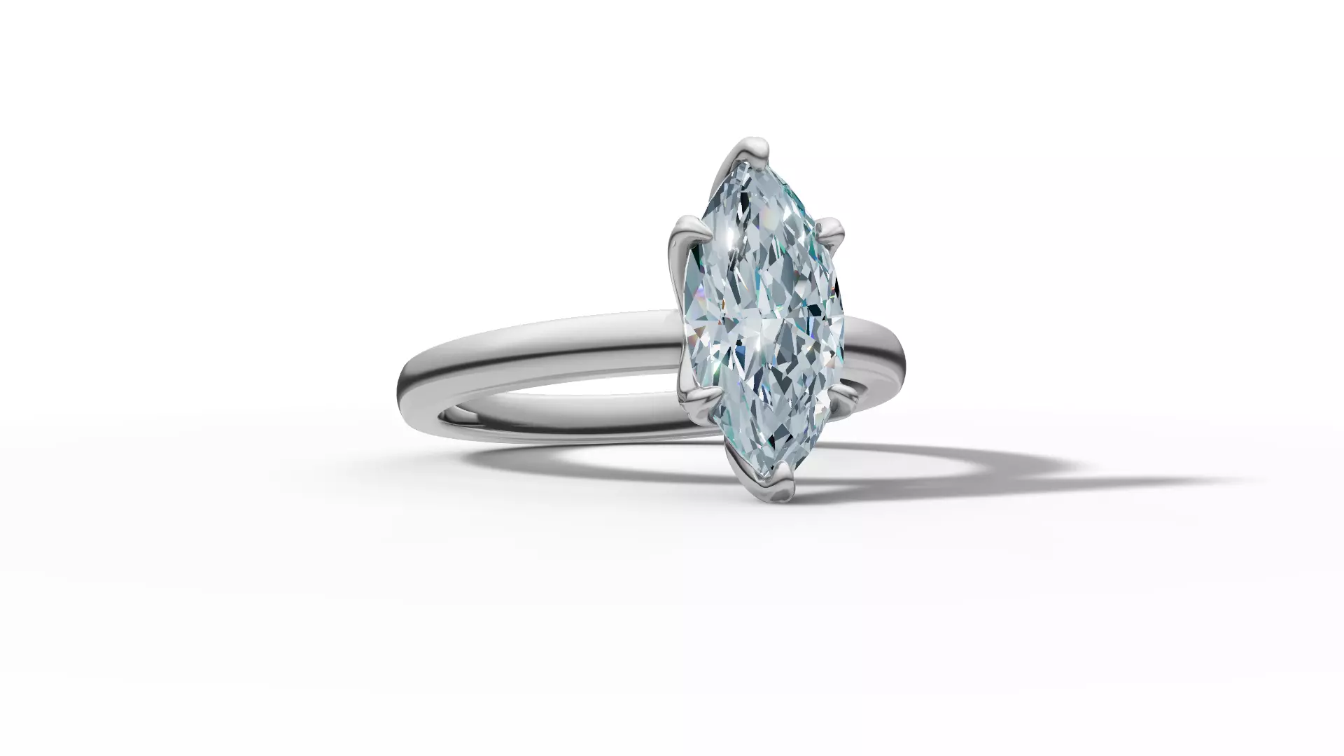 1ct Marquise Solitaire Engagement Ring Tulip Head 6 Claw 3D print model_20
