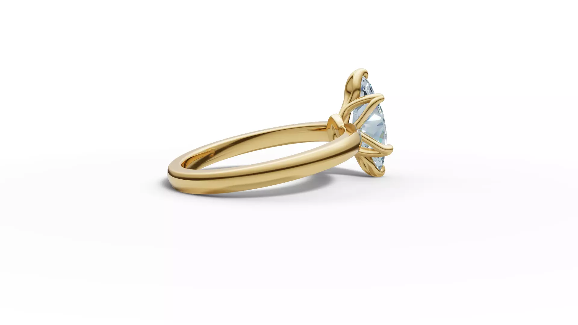 1ct Marquise Solitaire Engagement Ring Tulip Head 6 Claw 3D print model_16