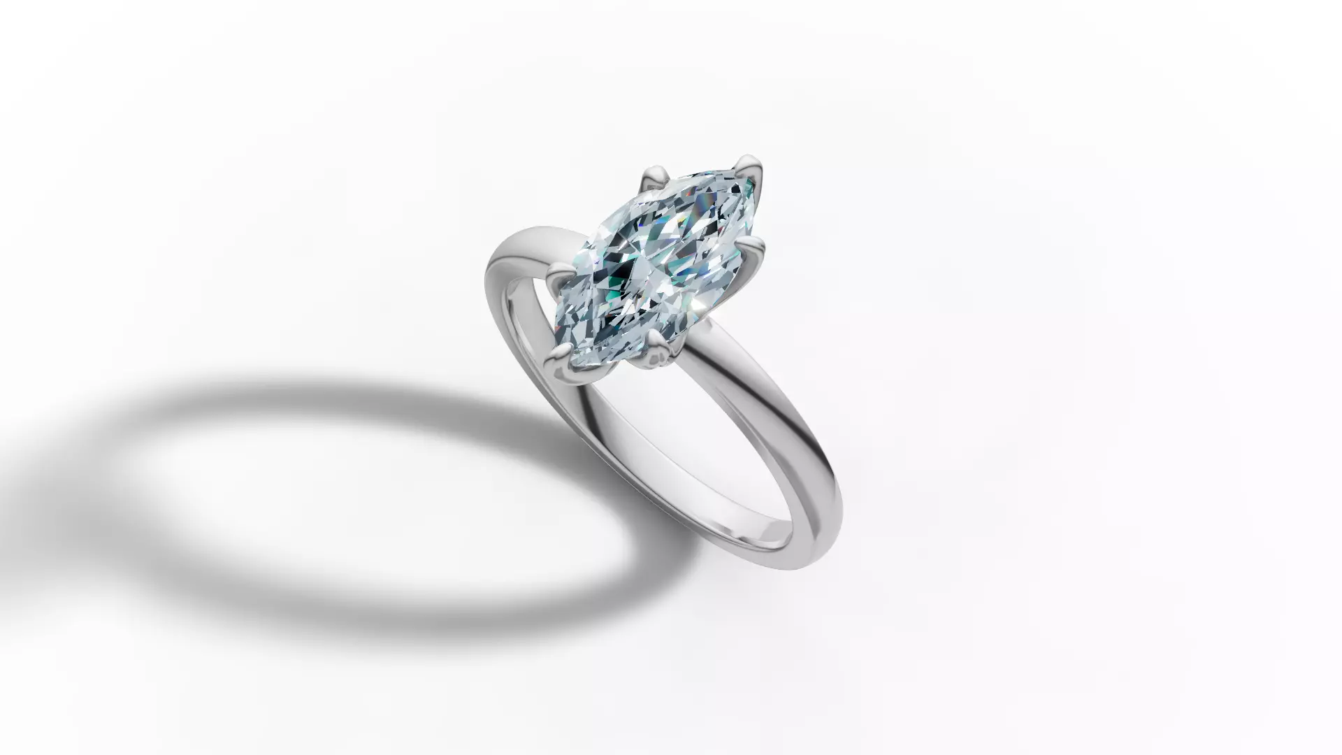 1ct Marquise Solitaire Engagement Ring Tulip Head 6 Claw 3D print model_29