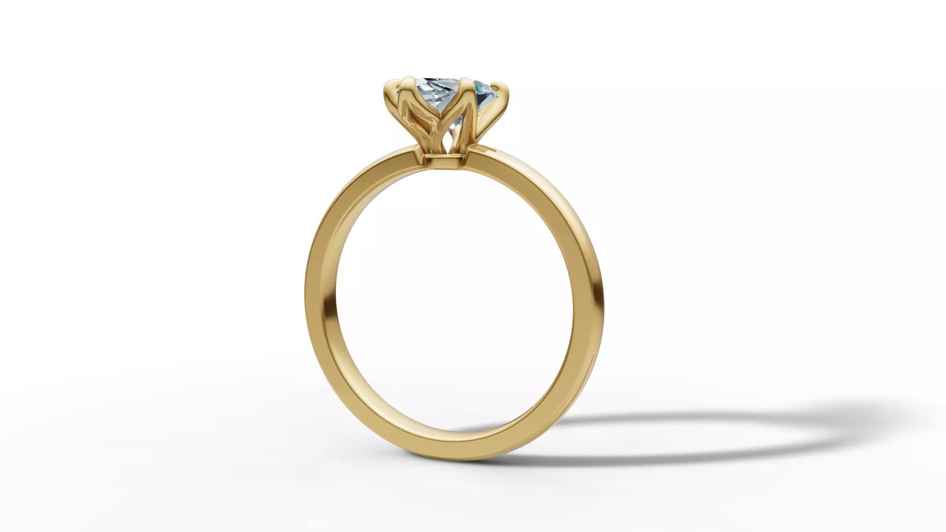 1ct Marquise Solitaire Engagement Ring Tulip Head 6 Claw 3D print model_34