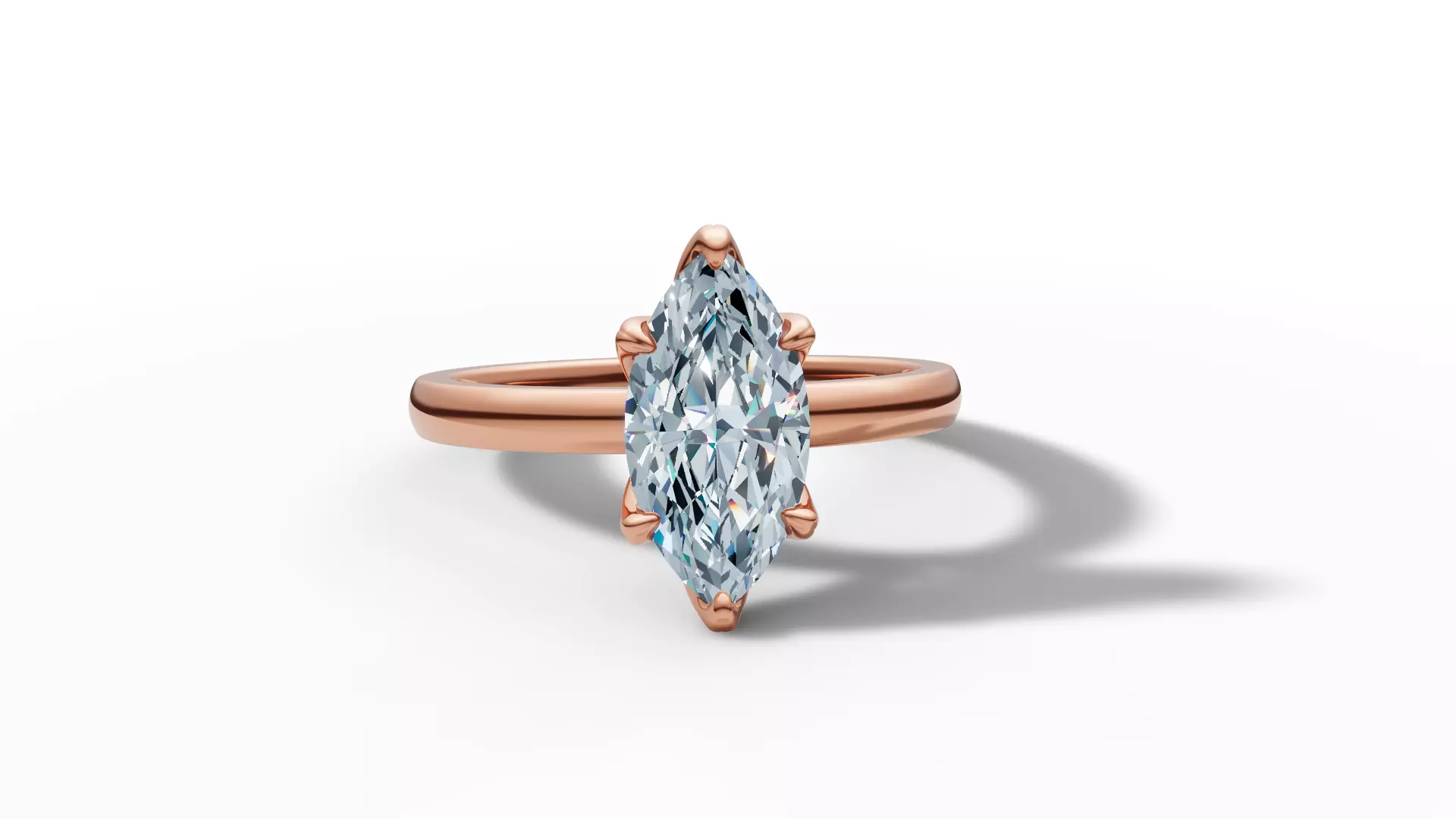 1ct Marquise Solitaire Engagement Ring Tulip Head 6 Claw 3D print model_1