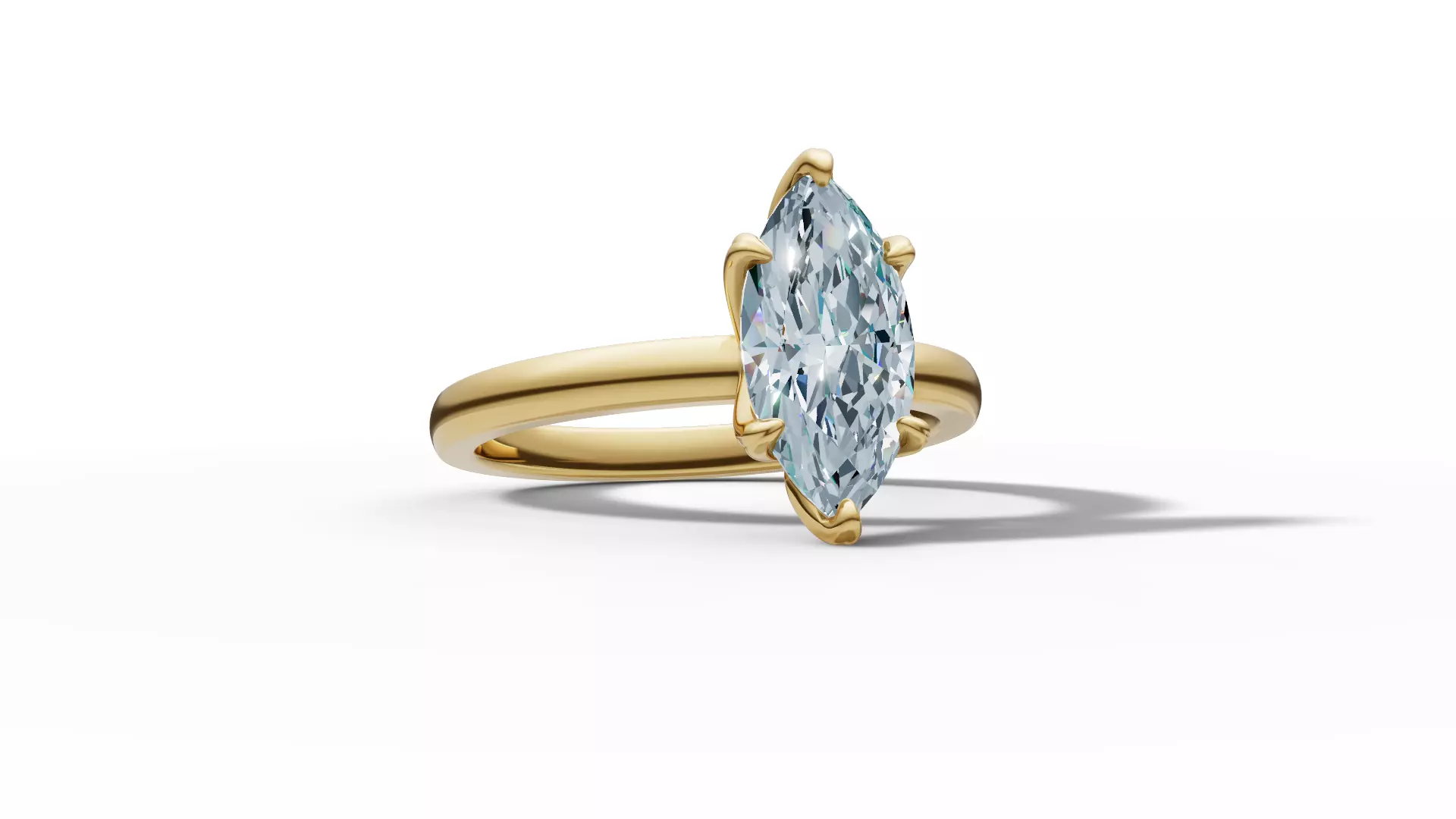 1ct Marquise Solitaire Engagement Ring Tulip Head 6 Claw 3D print model_19