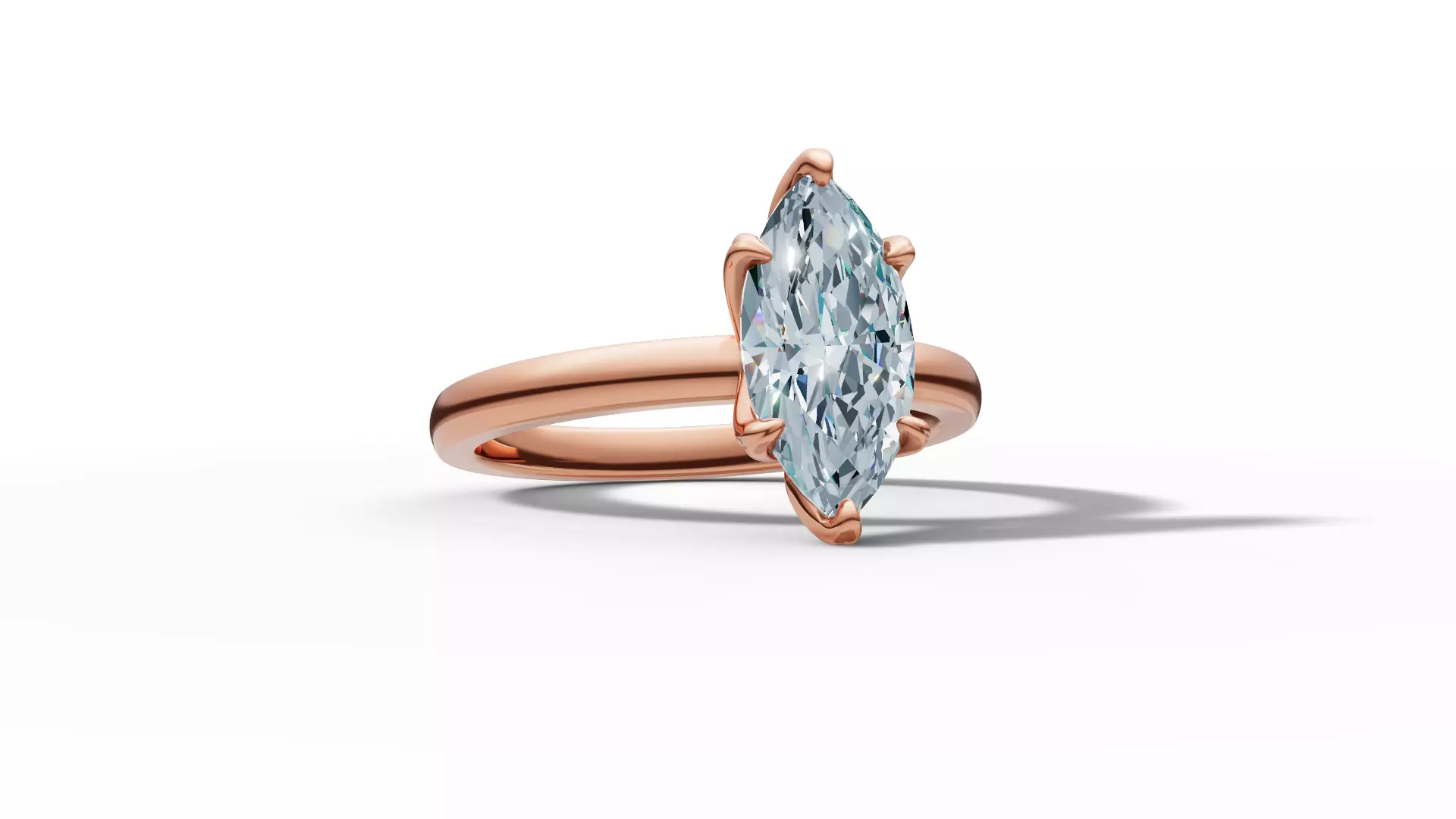 1ct Marquise Solitaire Engagement Ring Tulip Head 6 Claw 3D print model_18