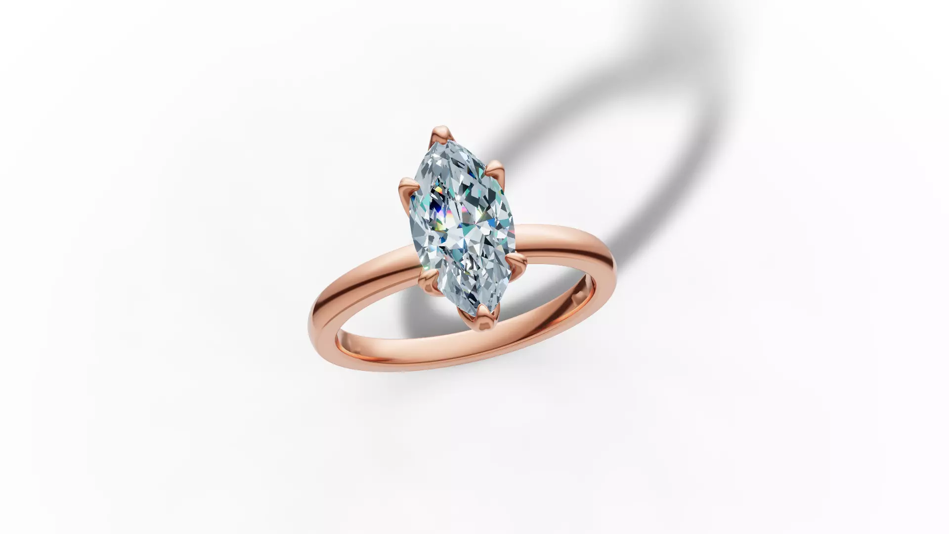 1ct Marquise Solitaire Engagement Ring Tulip Head 6 Claw 3D print model_30