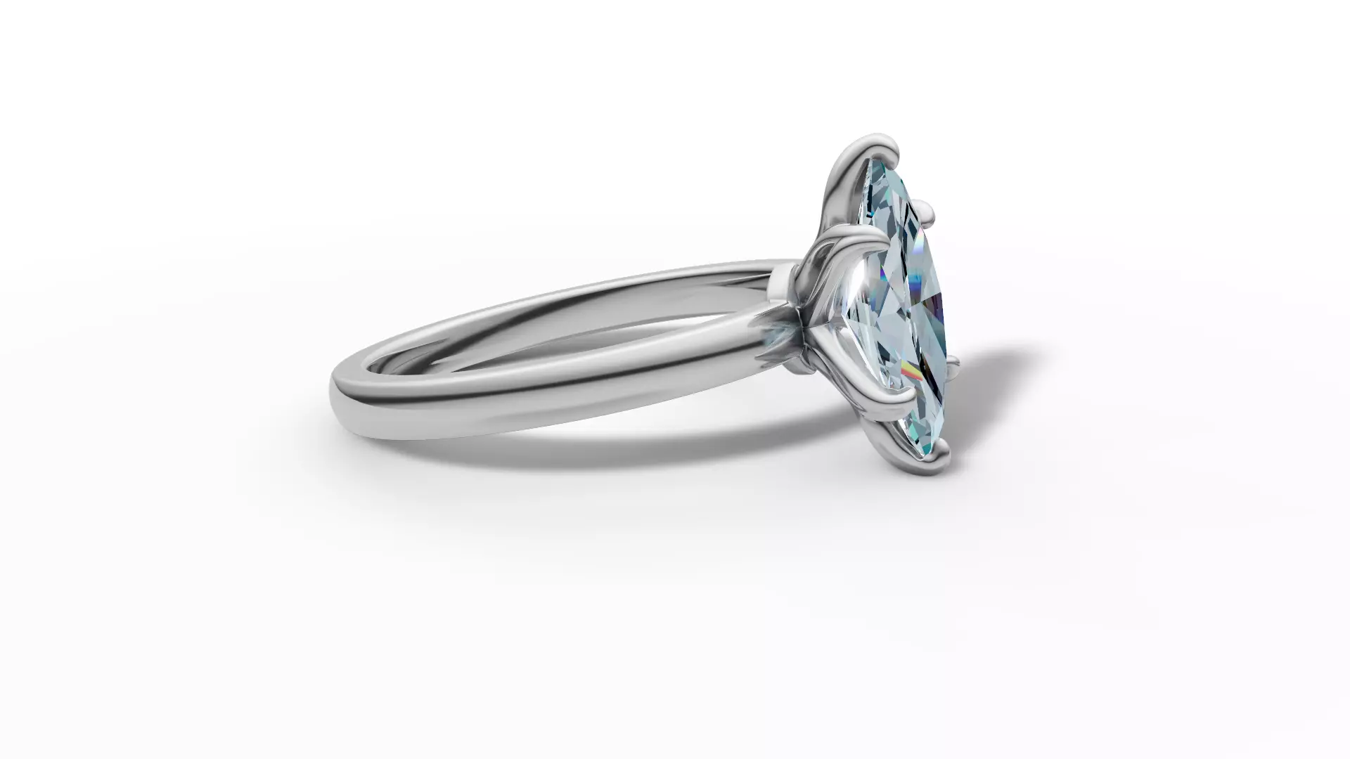 1ct Marquise Solitaire Engagement Ring Tulip Head 6 Claw 3D print model_14