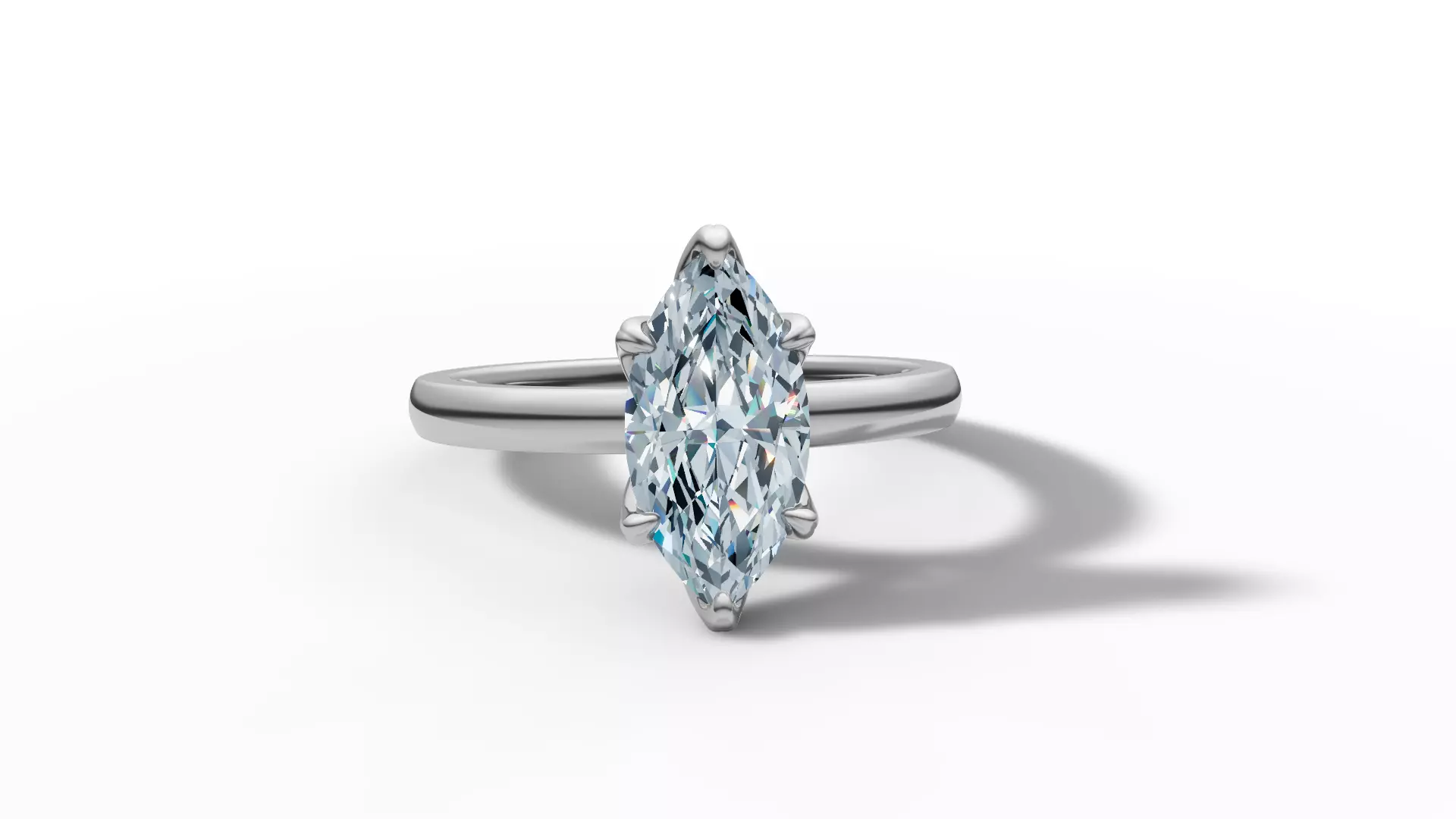 1ct Marquise Solitaire Engagement Ring Tulip Head 6 Claw 3D print model_3