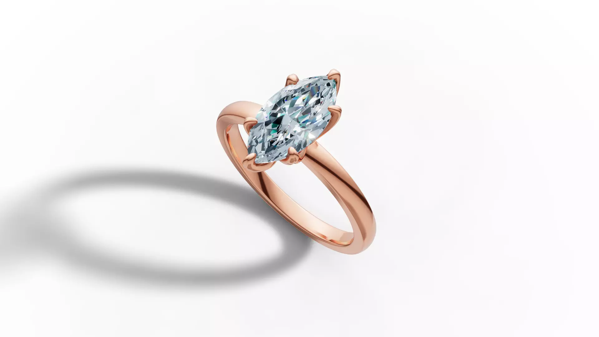 1ct Marquise Solitaire Engagement Ring Tulip Head 6 Claw 3D print model_27