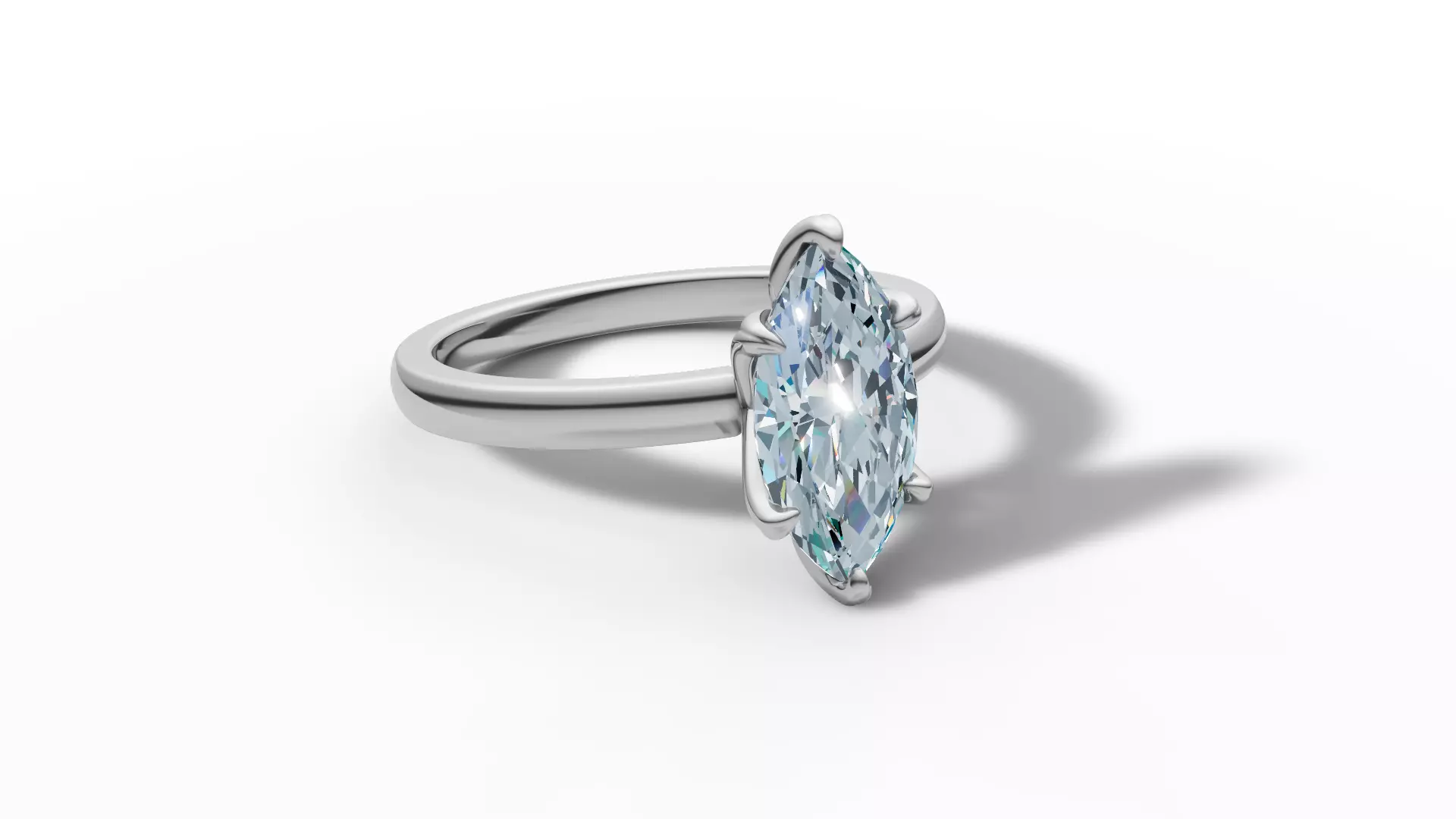 1ct Marquise Solitaire Engagement Ring Tulip Head 6 Claw 3D print model_41