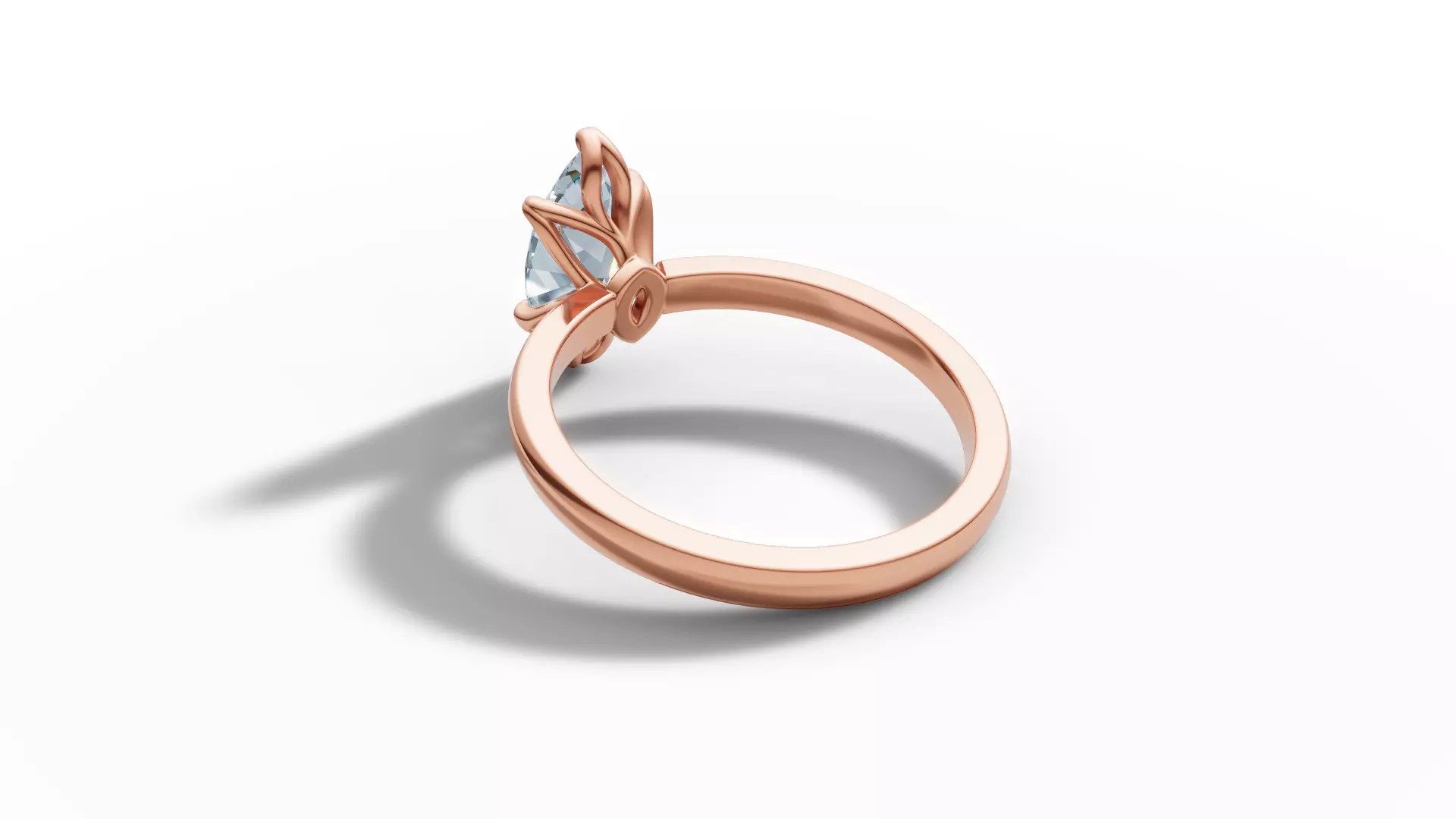 1ct Marquise Solitaire Engagement Ring Tulip Head 6 Claw 3D print model_4