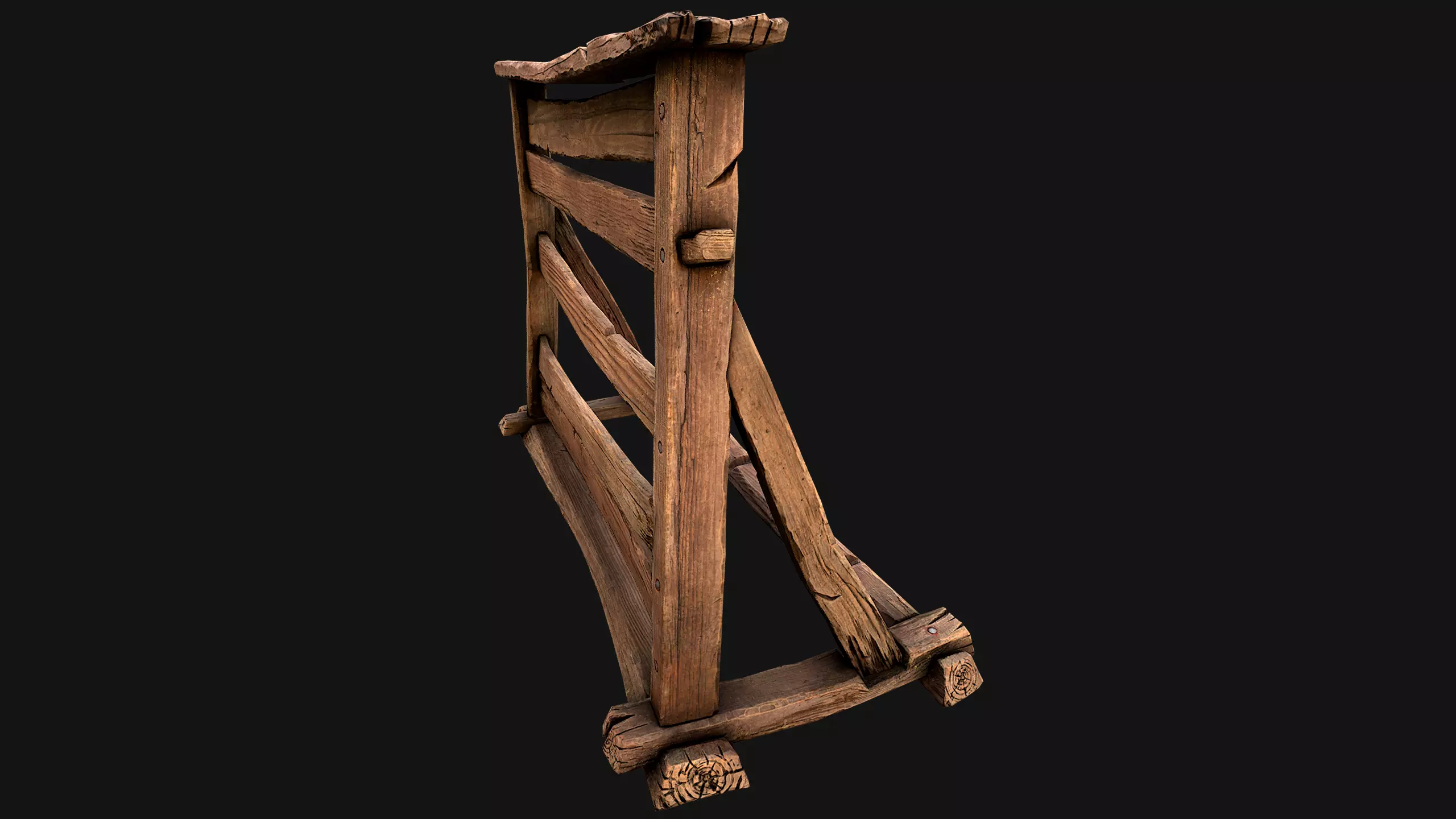 Medieval Wooden Weapon Rack Stand Low-poly 3D model_18
