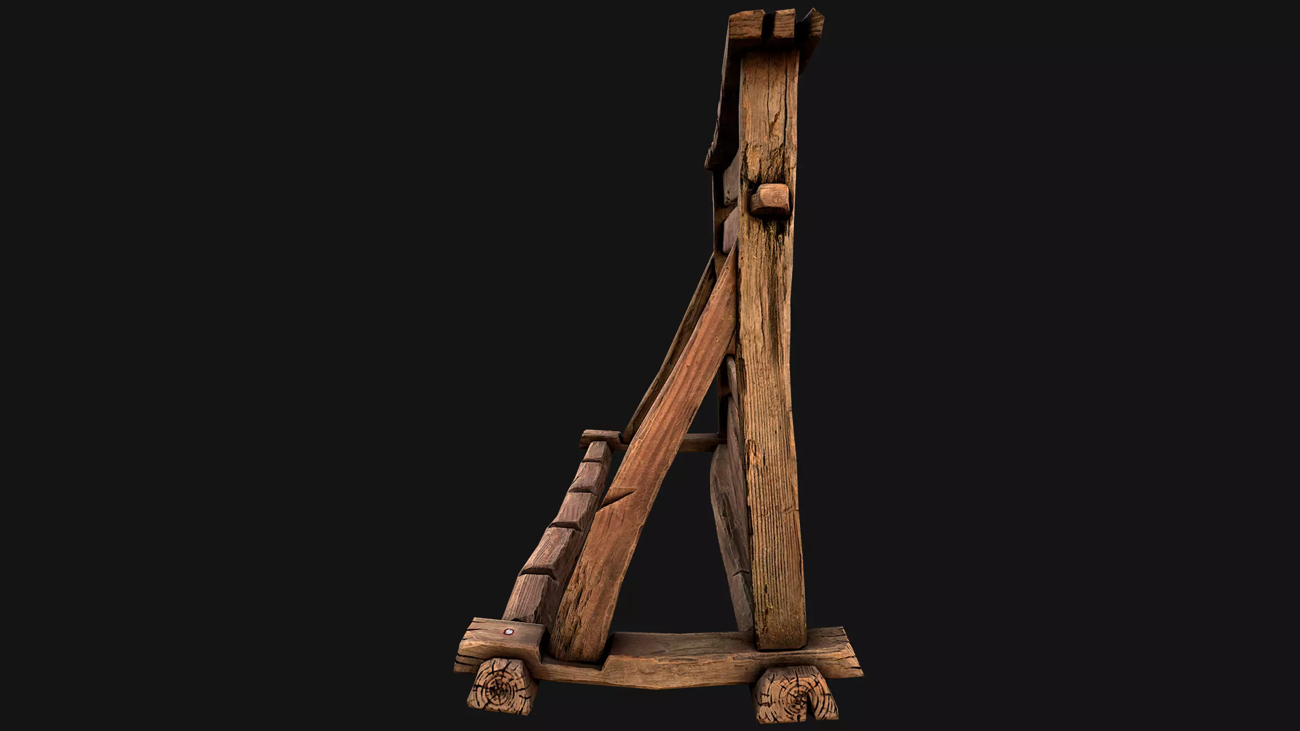Medieval Wooden Weapon Rack Stand Low-poly 3D model_12