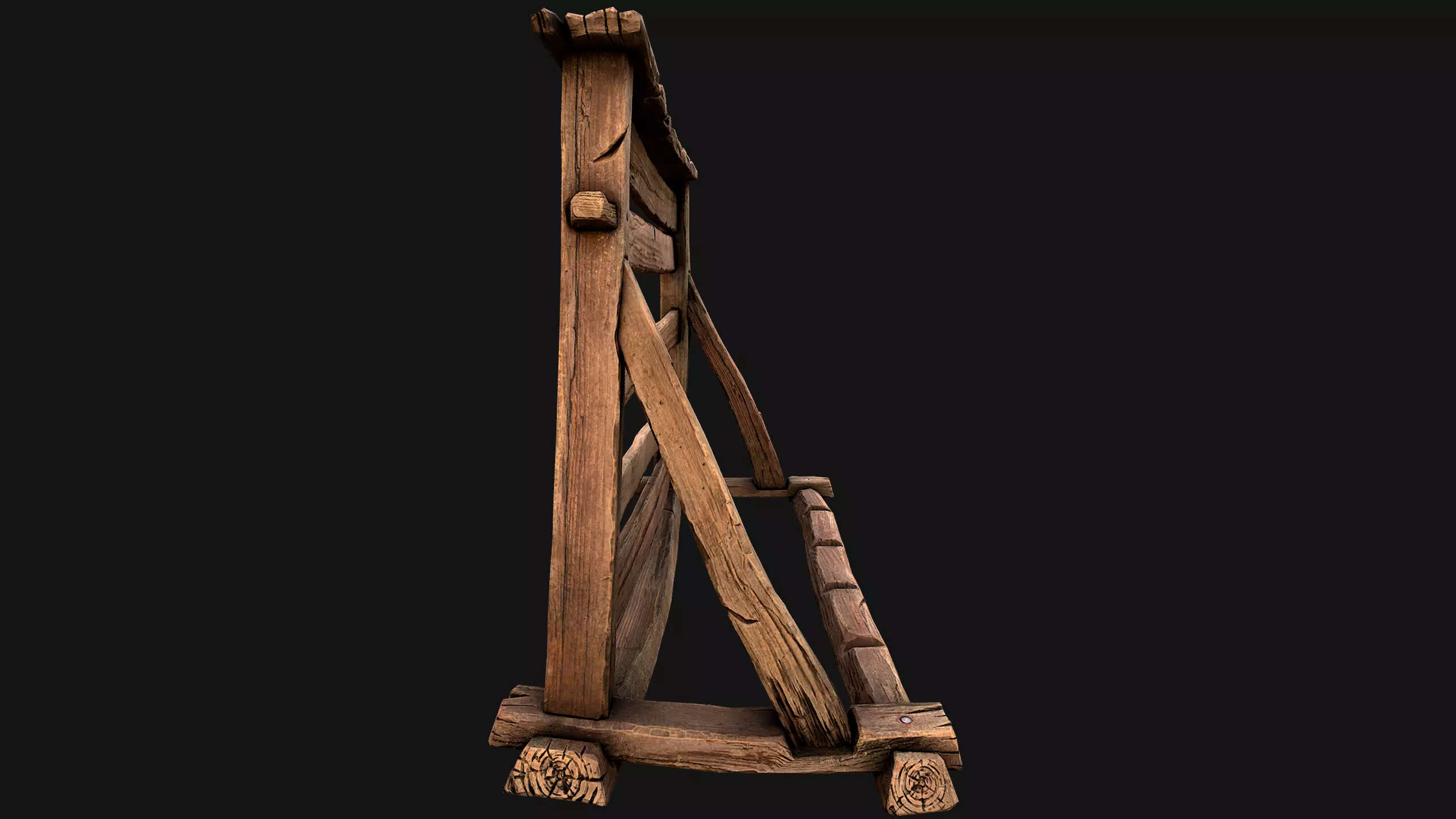 Medieval Wooden Weapon Rack Stand Low-poly 3D model_19