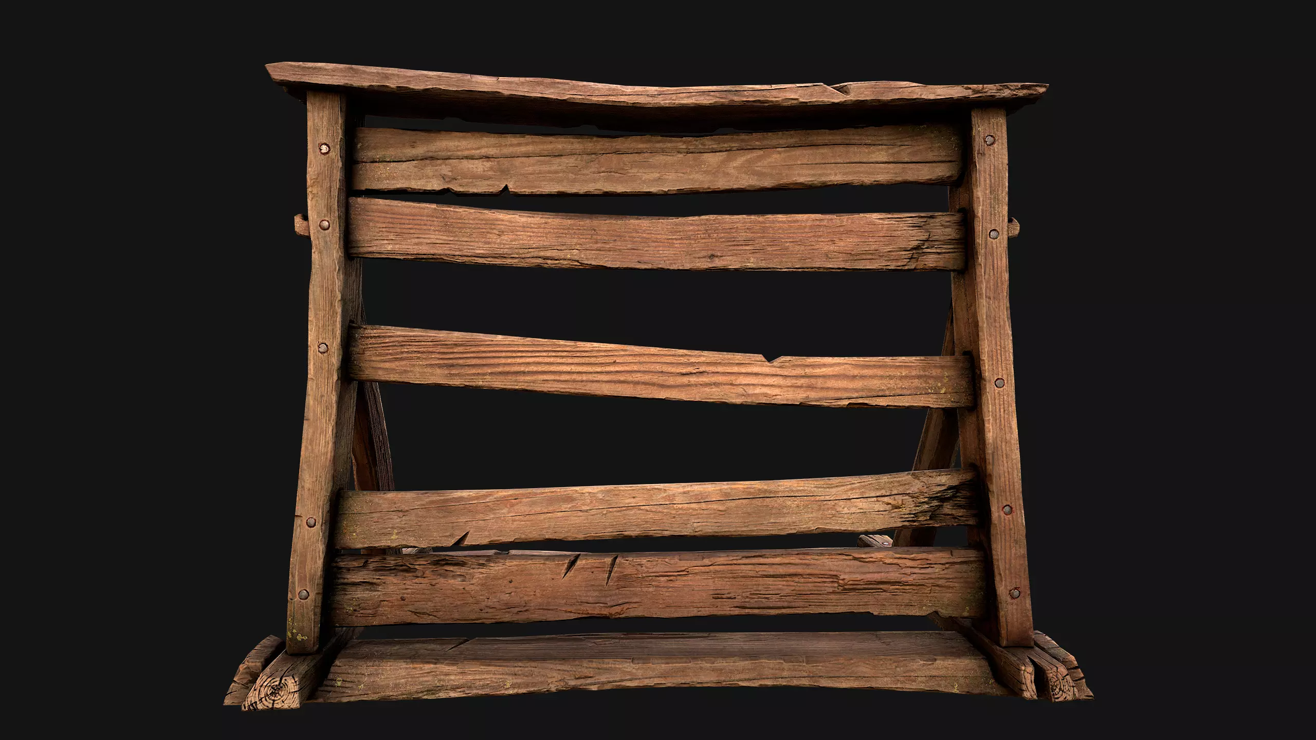 Medieval Wooden Weapon Rack Stand Low-poly 3D model_5