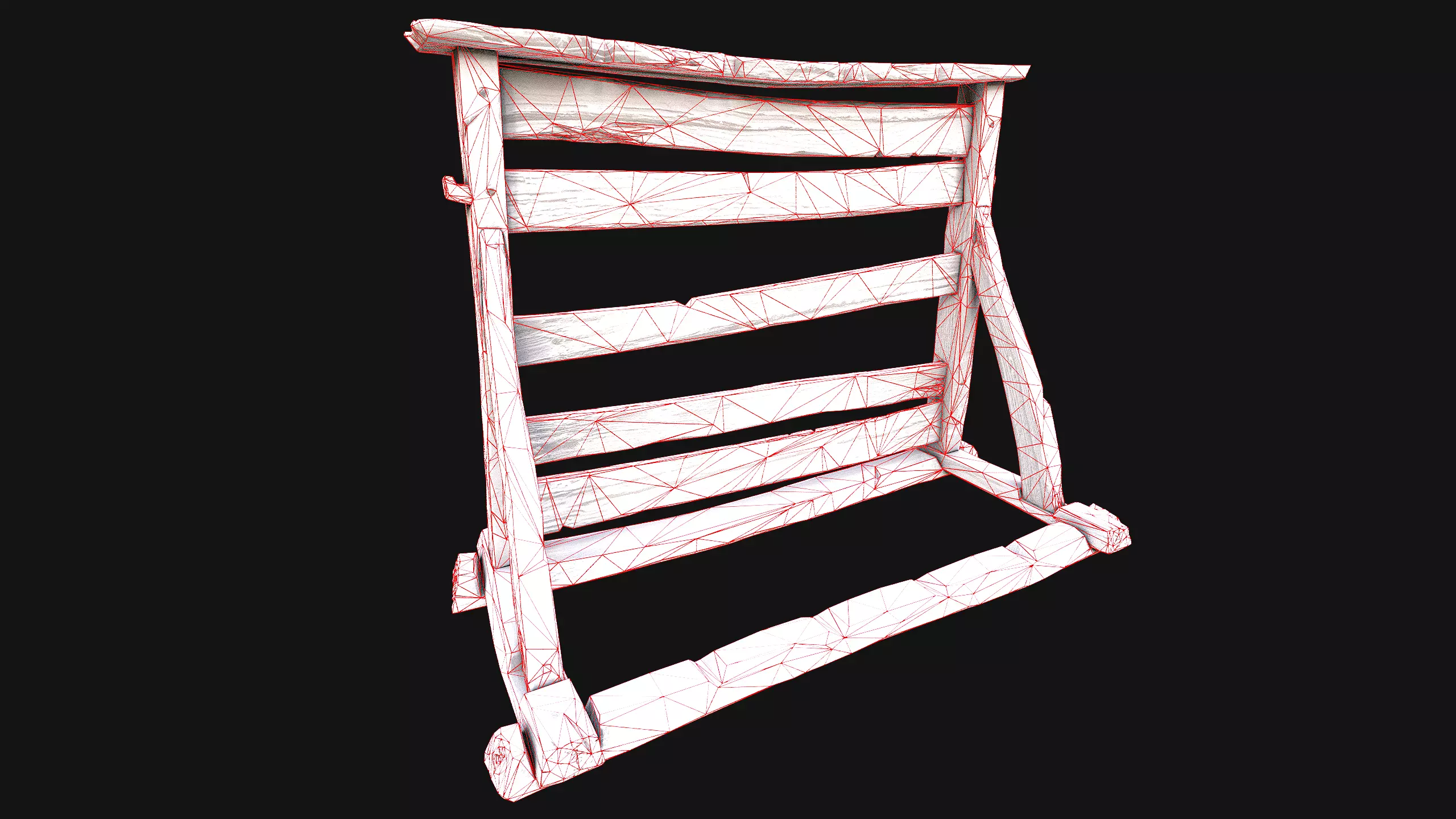 Medieval Wooden Weapon Rack Stand Low-poly 3D model_26