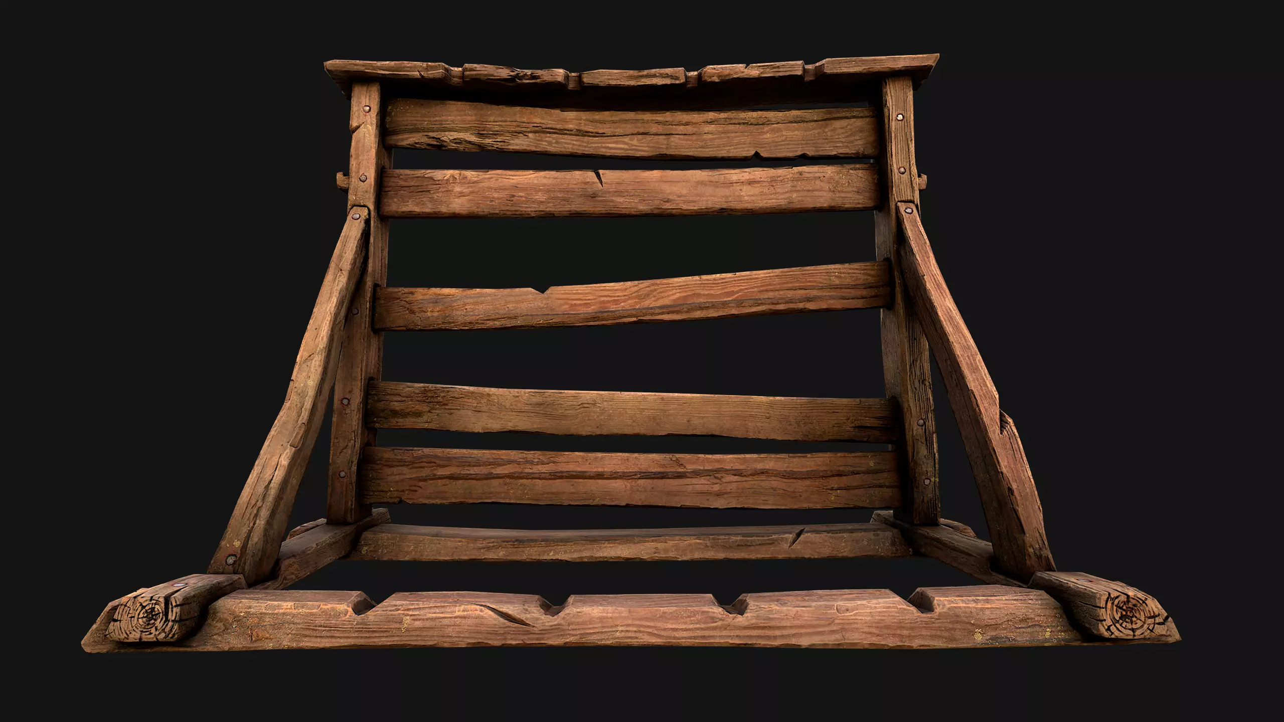 Medieval Wooden Weapon Rack Stand Low-poly 3D model_8