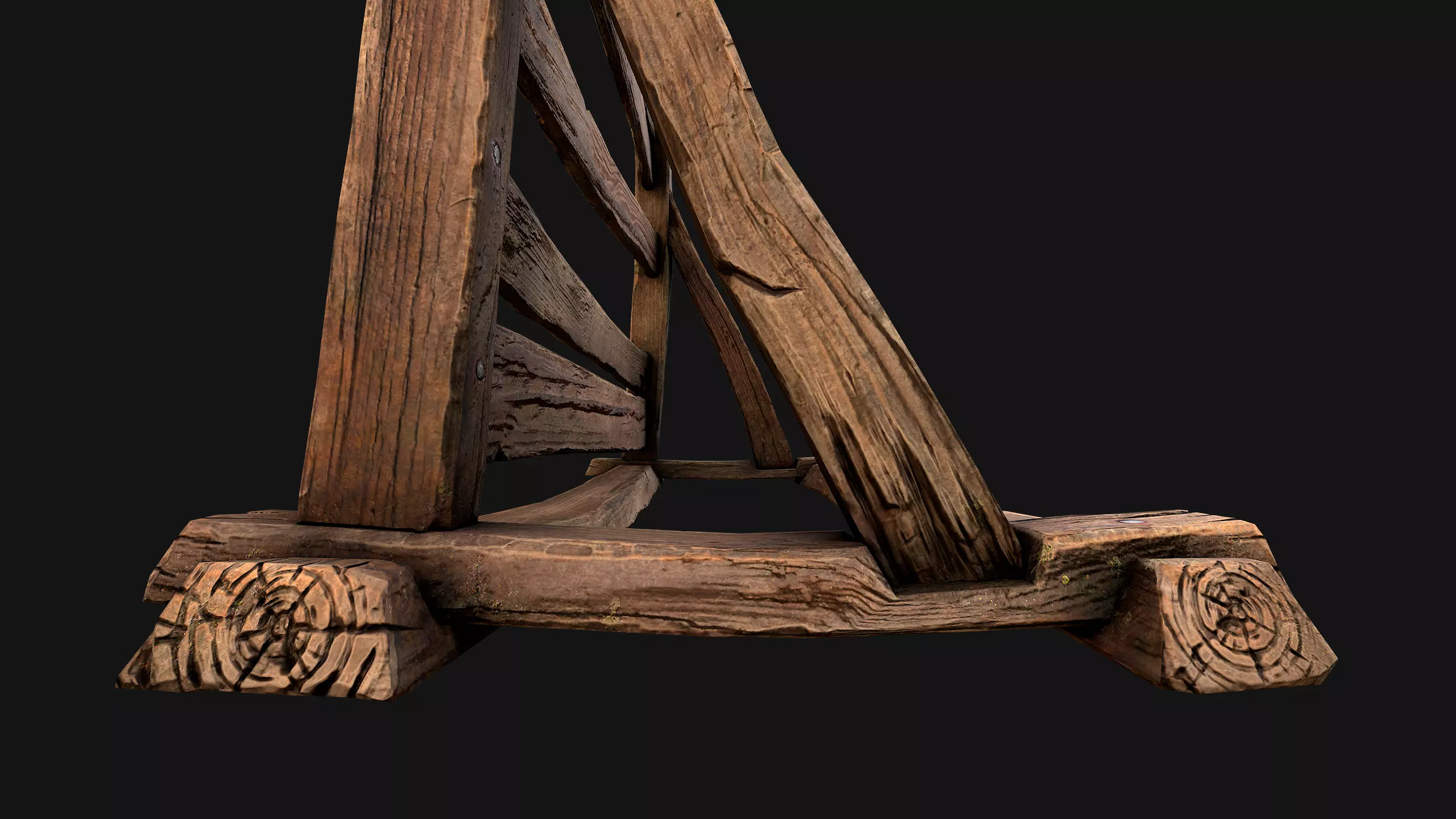 Medieval Wooden Weapon Rack Stand Low-poly 3D model_24