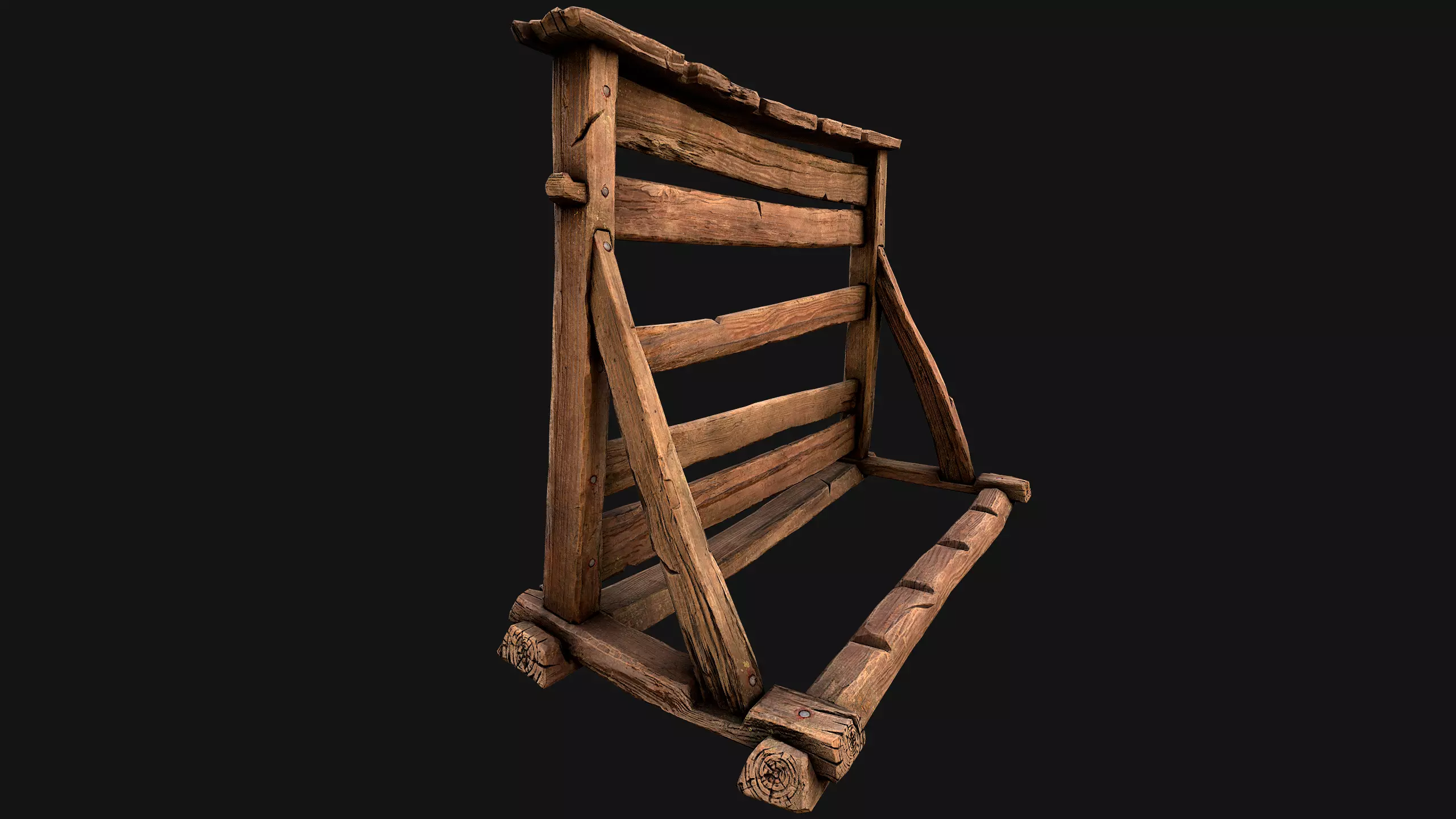 Medieval Wooden Weapon Rack Stand Low-poly 3D model_20