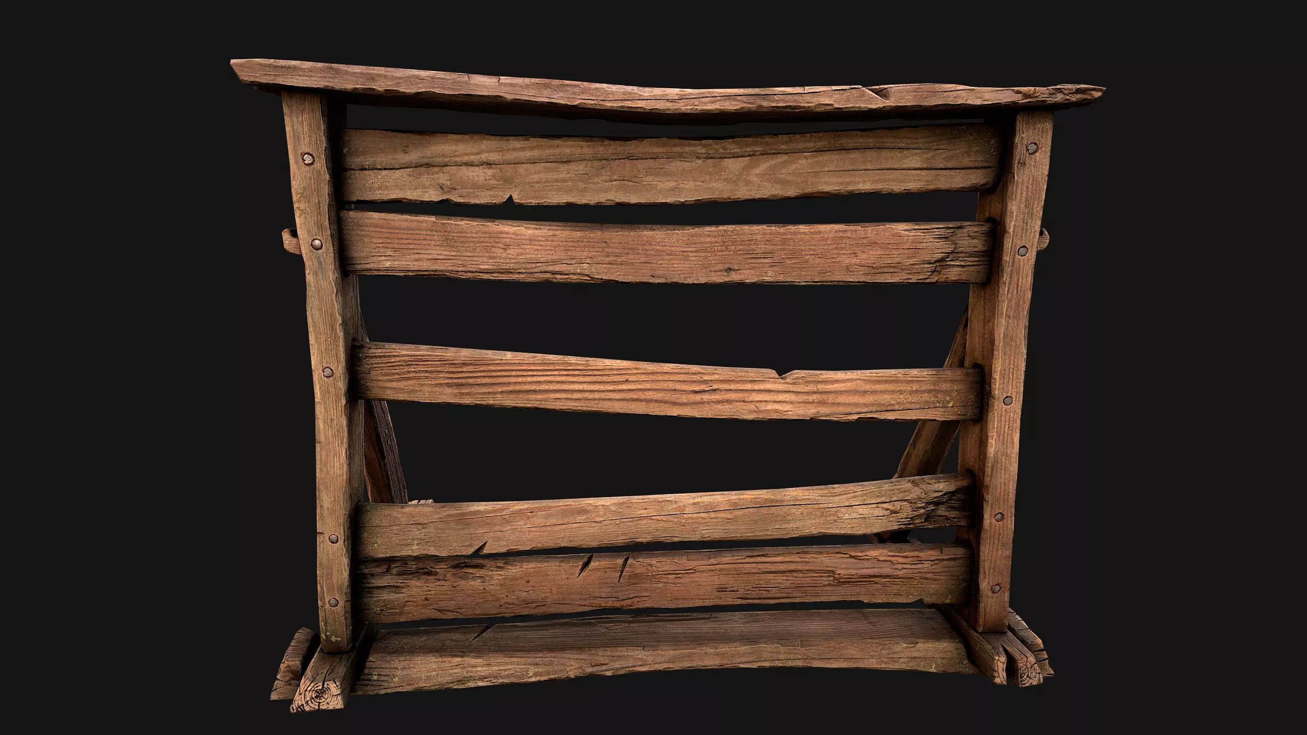 Medieval Wooden Weapon Rack Stand Low-poly 3D model_15