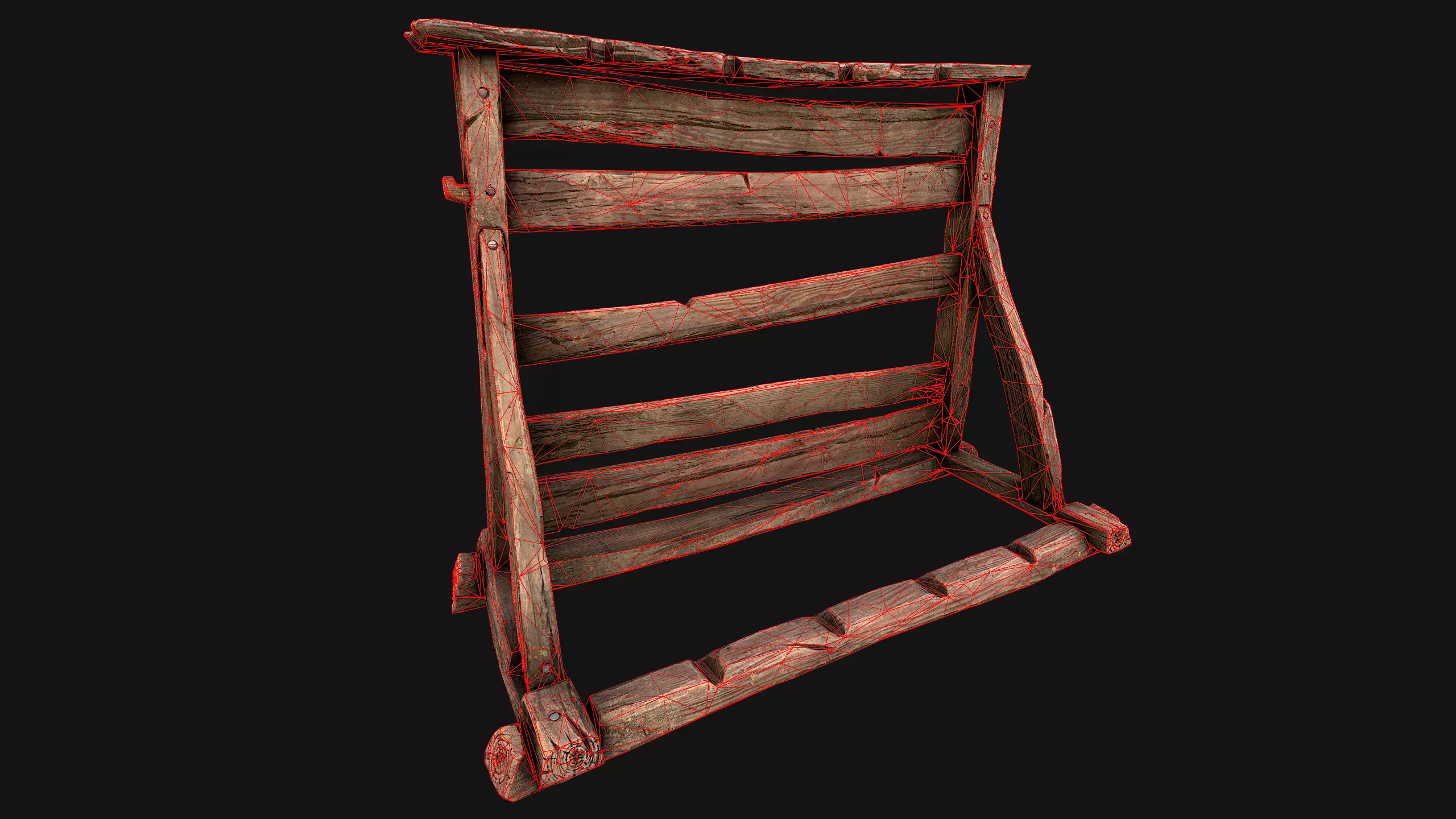 Medieval Wooden Weapon Rack Stand Low-poly 3D model_25
