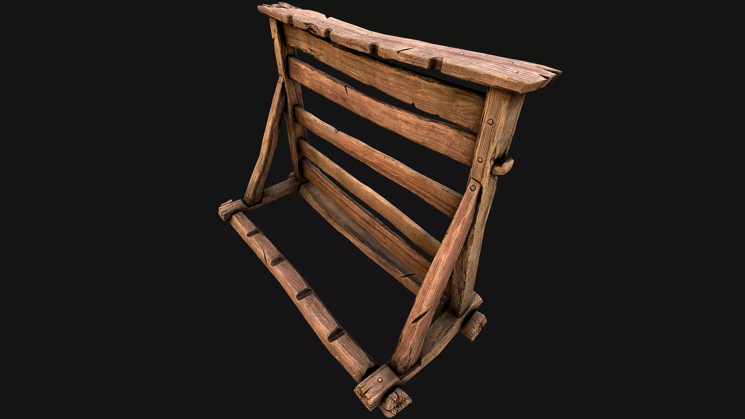Medieval Wooden Weapon Rack Stand Low-poly 3D model_10