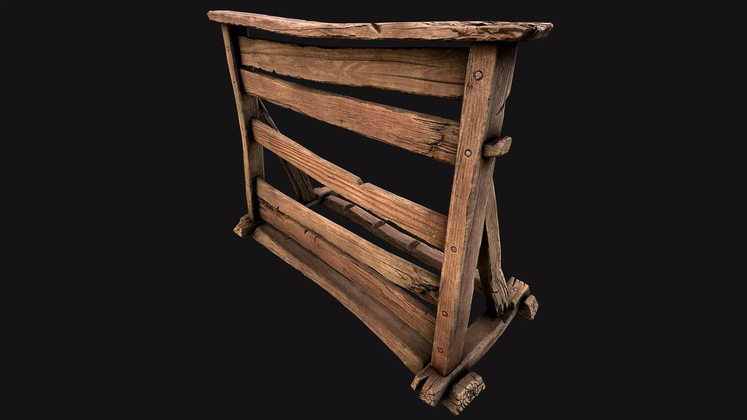 Medieval Wooden Weapon Rack Stand Low-poly 3D model_17