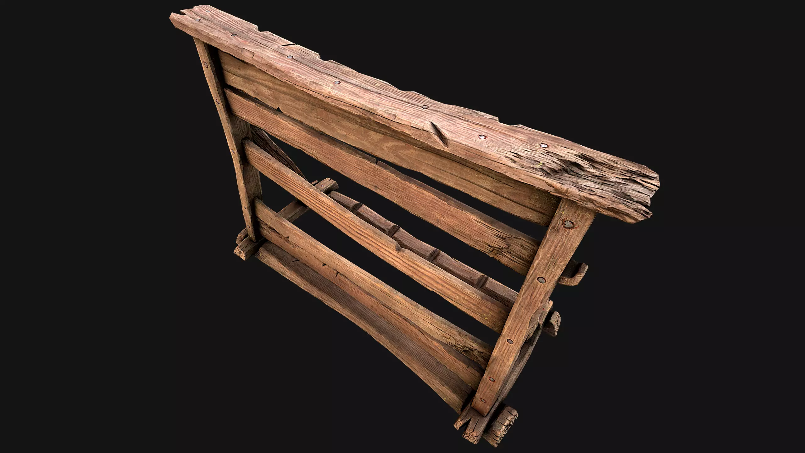 Medieval Wooden Weapon Rack Stand Low-poly 3D model_6