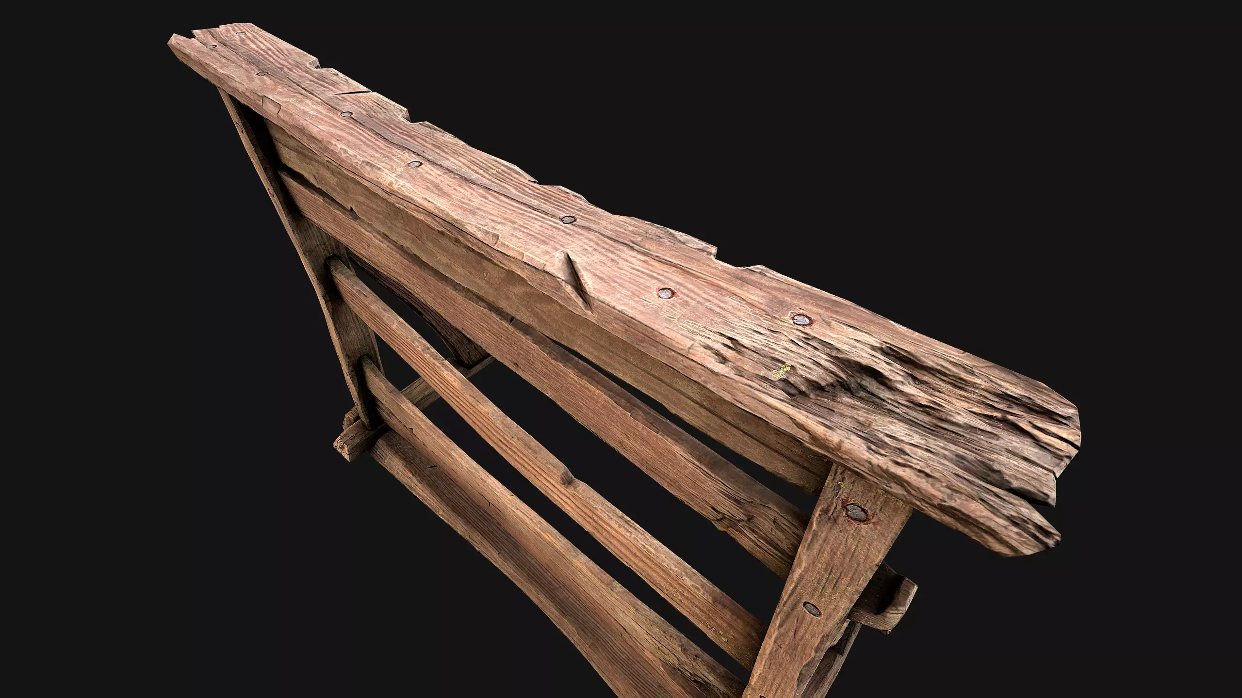Medieval Wooden Weapon Rack Stand Low-poly 3D model_23