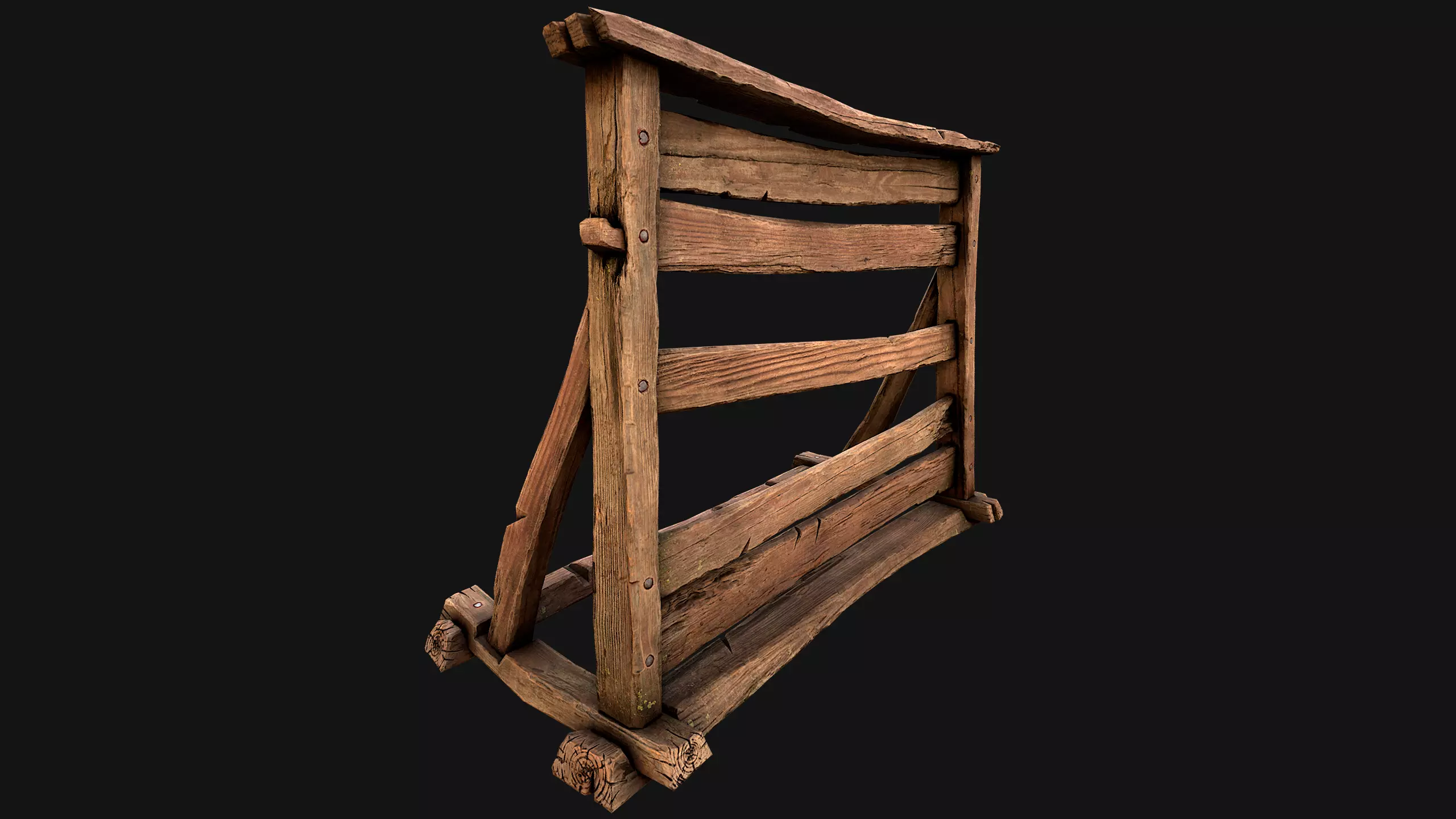Medieval Wooden Weapon Rack Stand Low-poly 3D model_13