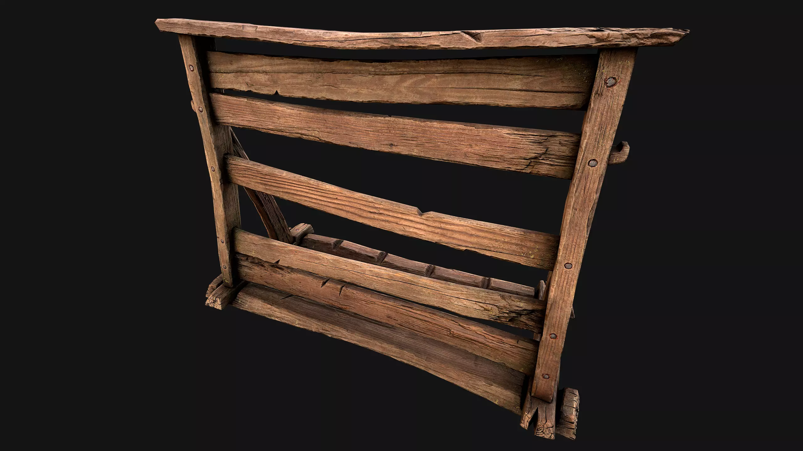Medieval Wooden Weapon Rack Stand Low-poly 3D model_16