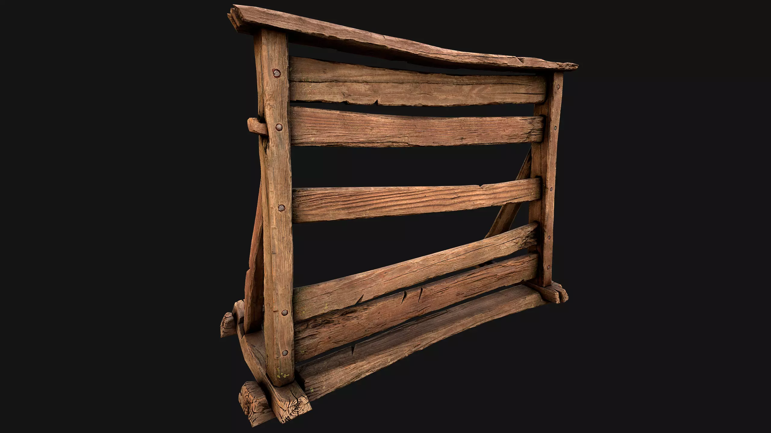 Medieval Wooden Weapon Rack Stand Low-poly 3D model_14