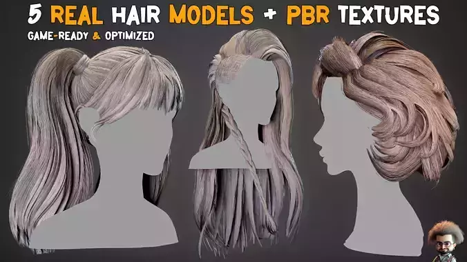 05 Real Hair Models and PBR Textures   Vol 02  Game Ready 