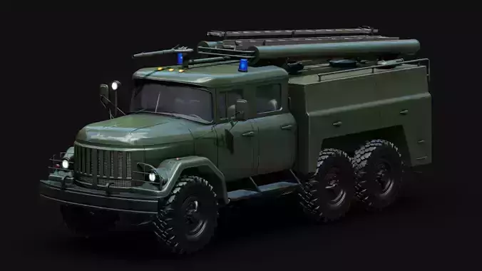 Soviet Army Fire Truck Low-poly 3D model