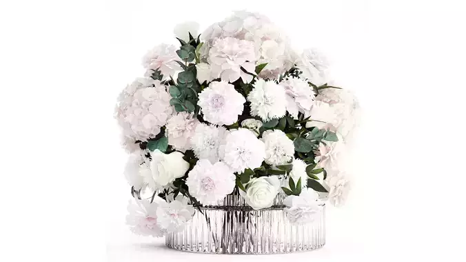 Bouquet White Flowers Carnation Hydrangea Peony rose 628