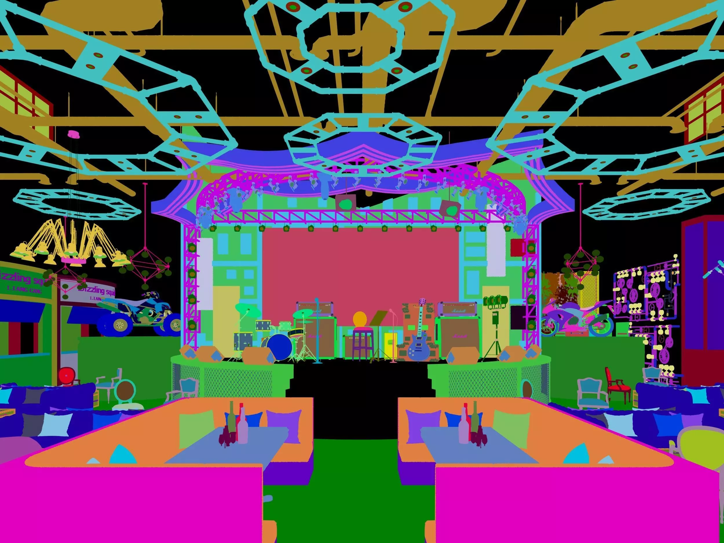 nightclub interior of with neon lights 3D model_6