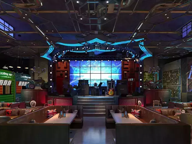 nightclub interior of with neon lights 