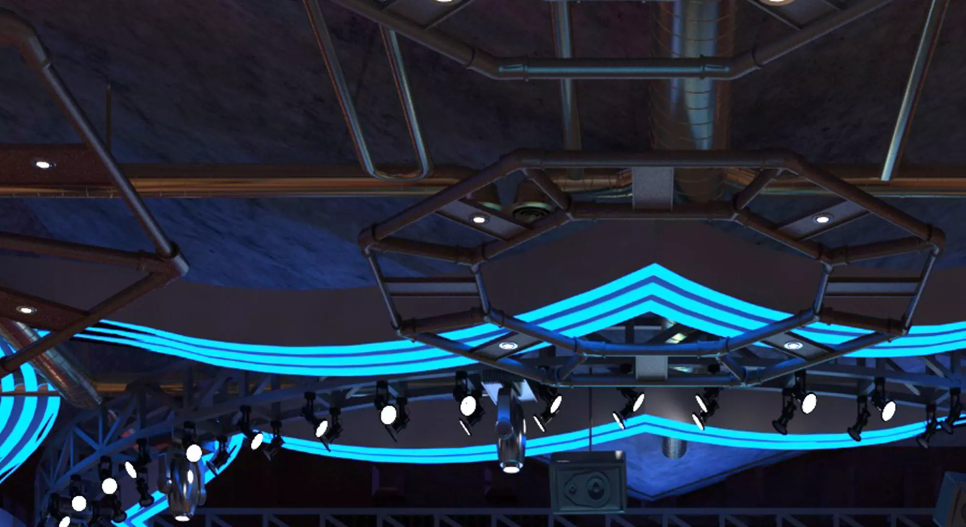 nightclub interior of with neon lights 3D model_4