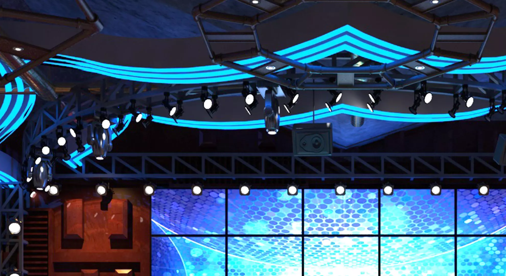 nightclub interior of with neon lights 3D model_1