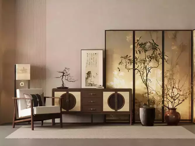 The Chinese - style entrance cabinet 