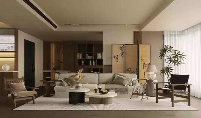 Chinese retro - style living and dining room