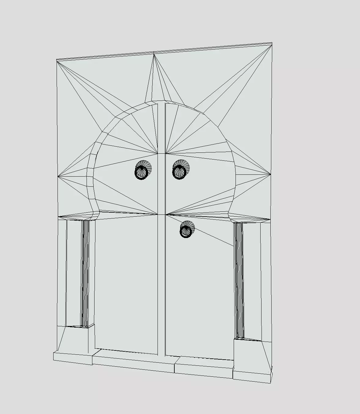 Low Poly Traditional Door Low-poly 3D model_1