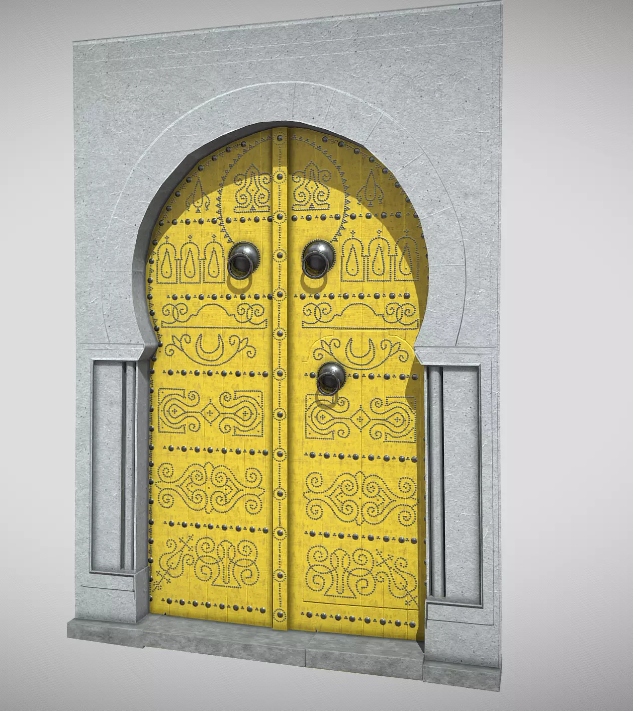 Low Poly Traditional Door Low-poly 3D model_0